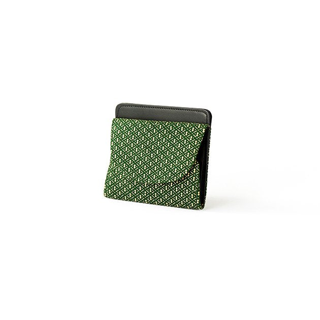 Premium Japanese Deerskin Leather Wallet with Urushi Lacquer - Gourd Pattern Dark Green - Handmade in Japan - Stylish & Durable Fold Wallet for Men & Women - Perfect for Everyday Use, Travel & Gifts