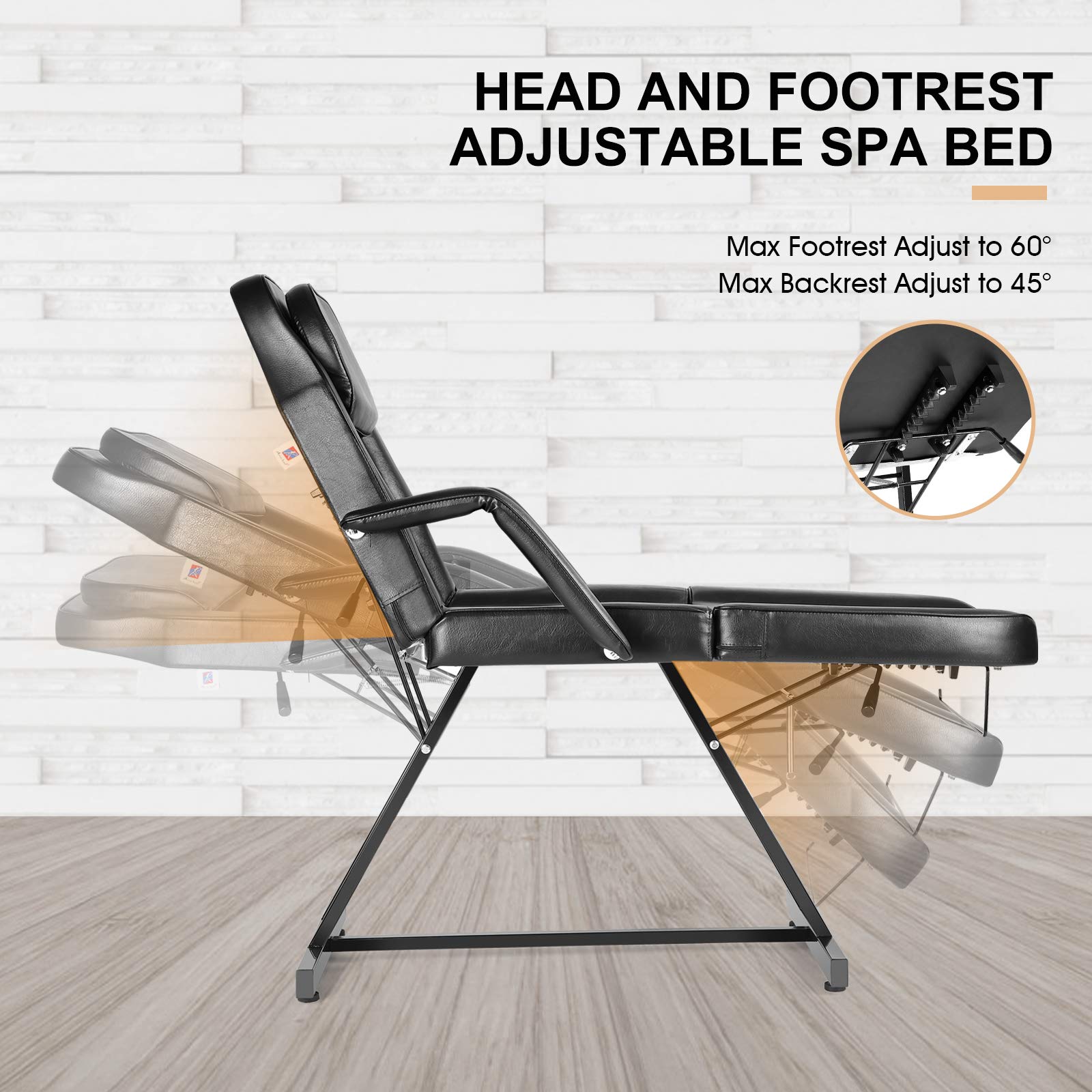Professional Adjustable Facial Massage Bed & Tattoo Chair with Stool - Salon Spa Equipment for Barber, Massage Therapy & Tattoo Parlors - Perfect for Relaxation & Body Art Sessions