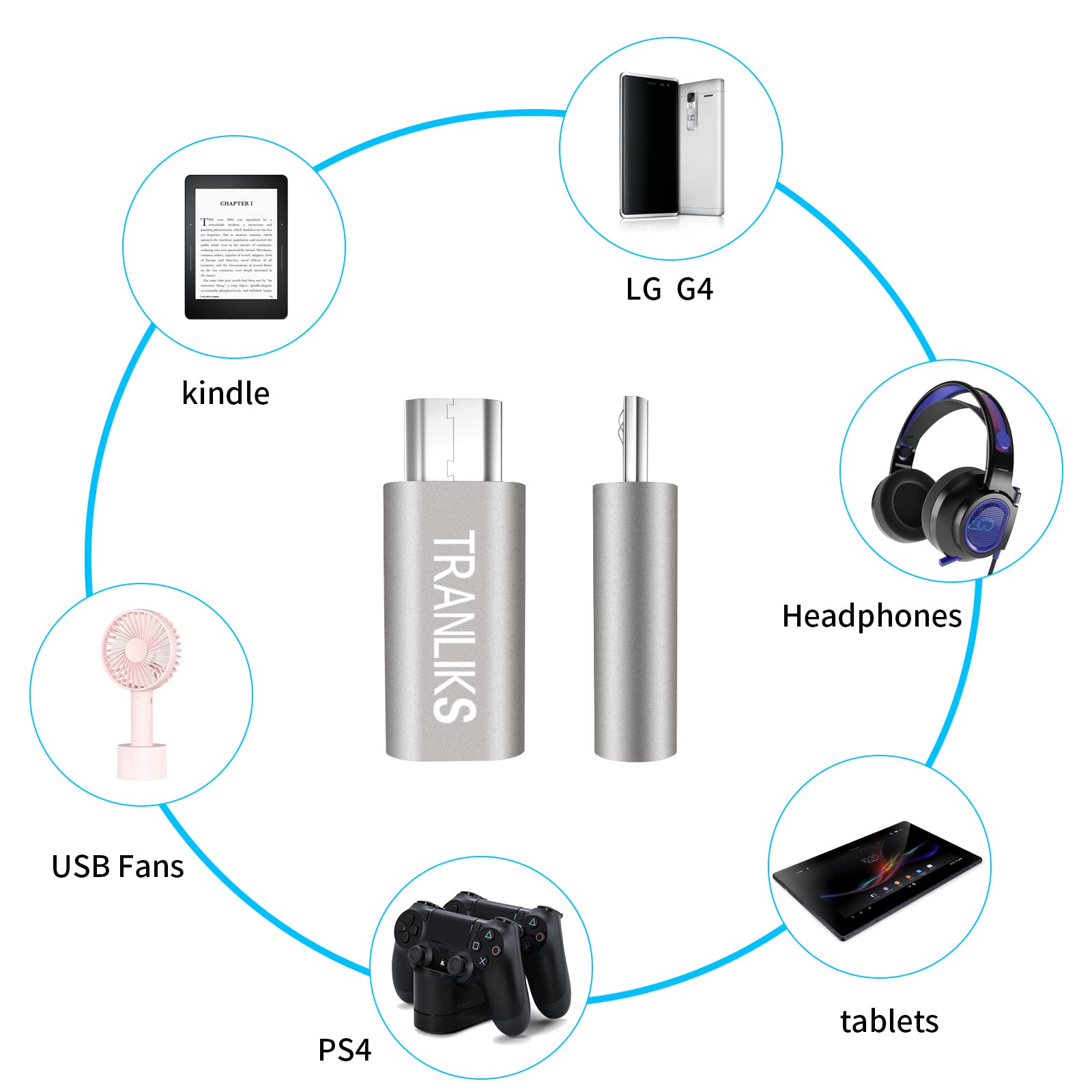 5-Pack TRANLIKS USB C to Micro USB Adapter - Male to Female Converter for Charging & Data Sync - Compatible with Micro USB Devices - Perfect for Smartphones, Tablets & Gaming Controllers