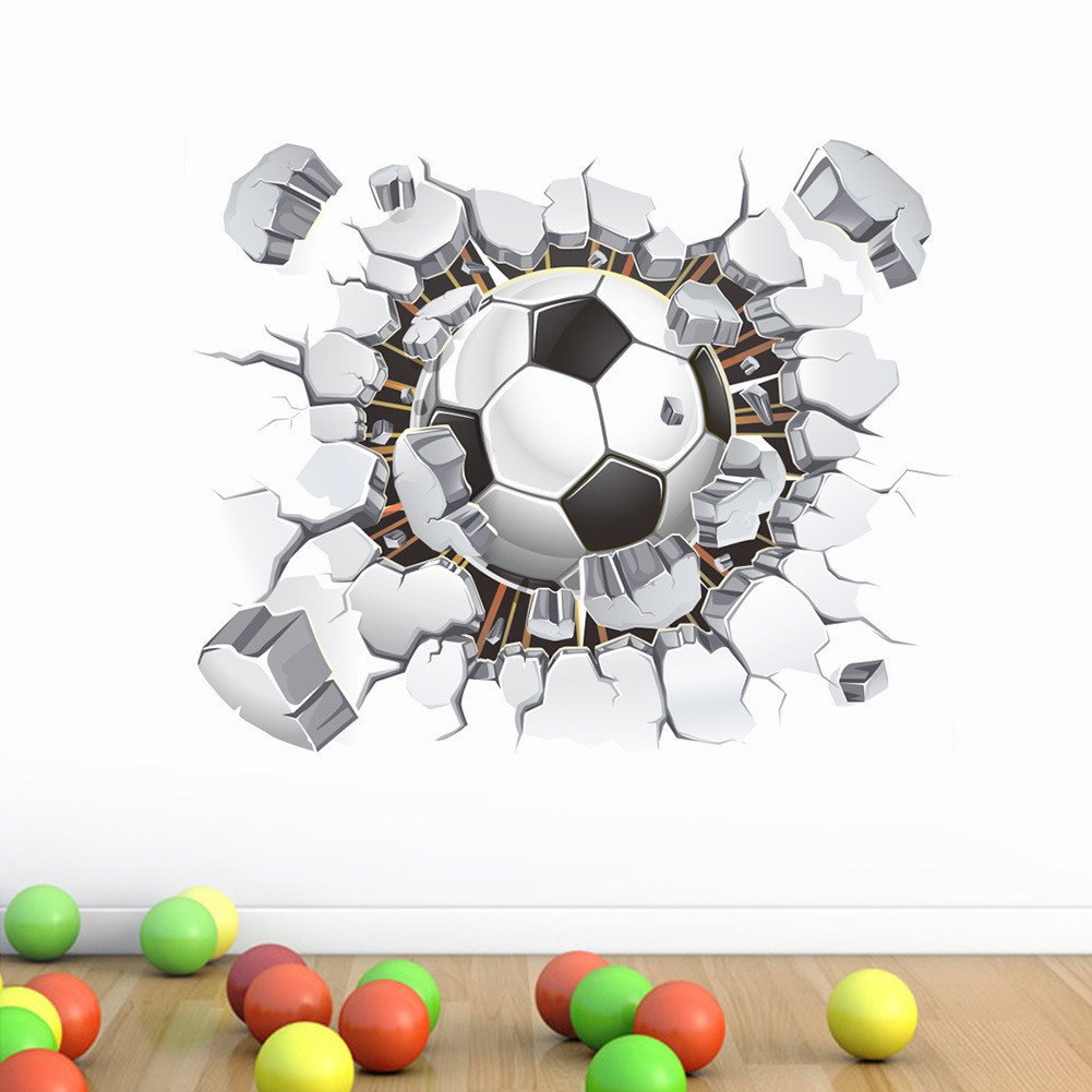 3D Soccer Ball Wall Sticker - Kids Room & Home Decor for Sports Fans