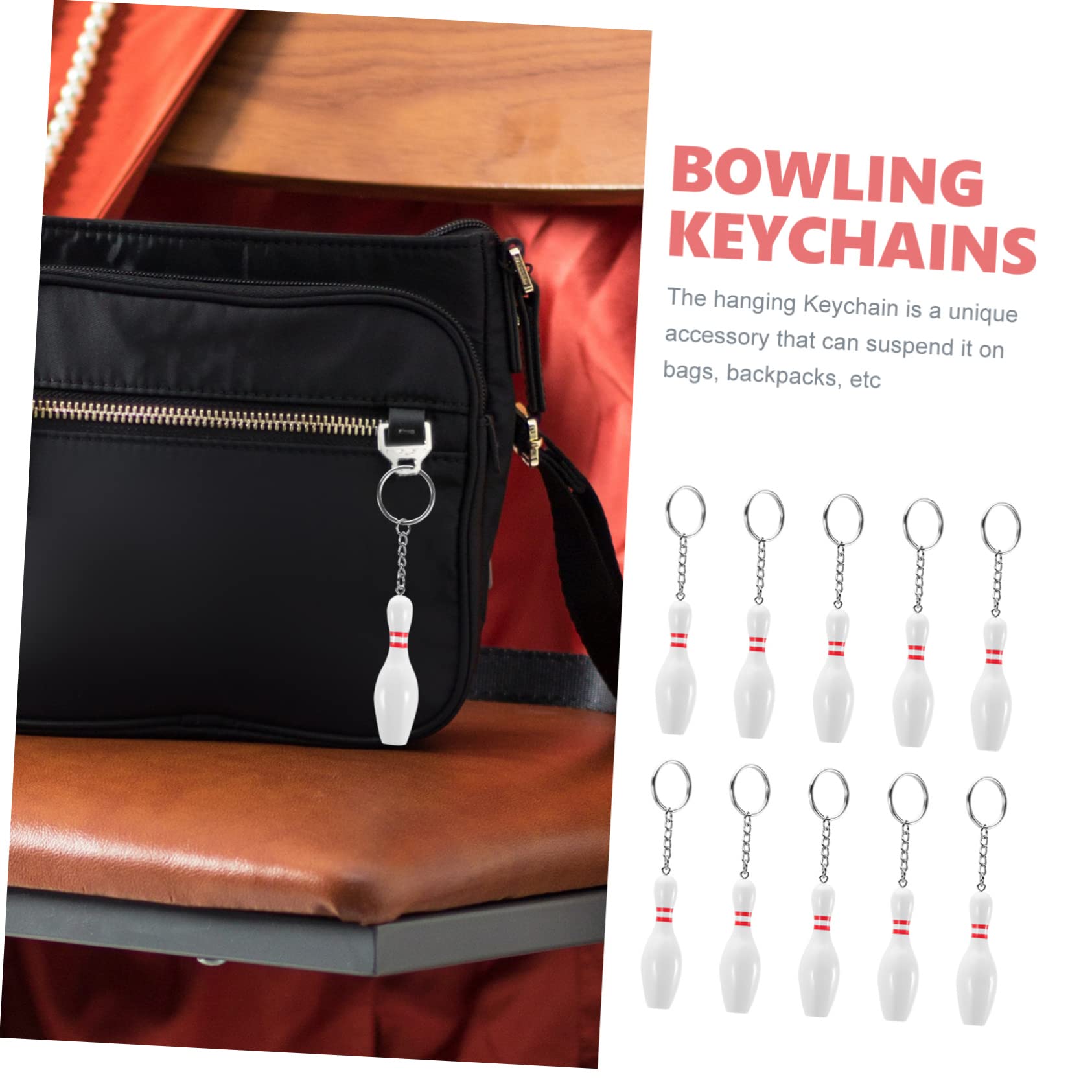 BCOATH 12pcs Sports Bowling Keychains - Durable Mini Bowling Key Rings for Men & Women - Perfect for Sports Fans, Gifts & Bag Accessories