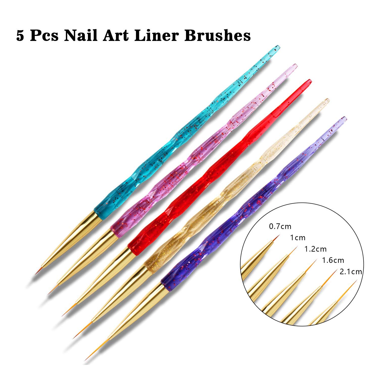 5-Piece Nail Art Brush Set - Striping Liner Brushes & Dotting Pens for Professional Nail Designs (Light Yellow) - Perfect for Salon, Home Manicures & DIY Nail Art