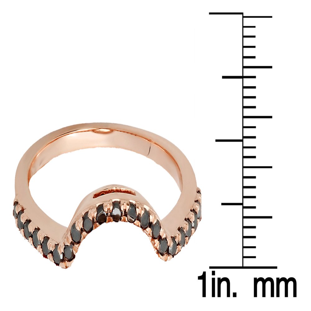 0.25 Carat 14K Solid Gold Round Black Diamond Wedding Stackable Band Guard Ring for Women - Perfect for Bridal Sets, Anniversary Gifts & Everyday Elegance
