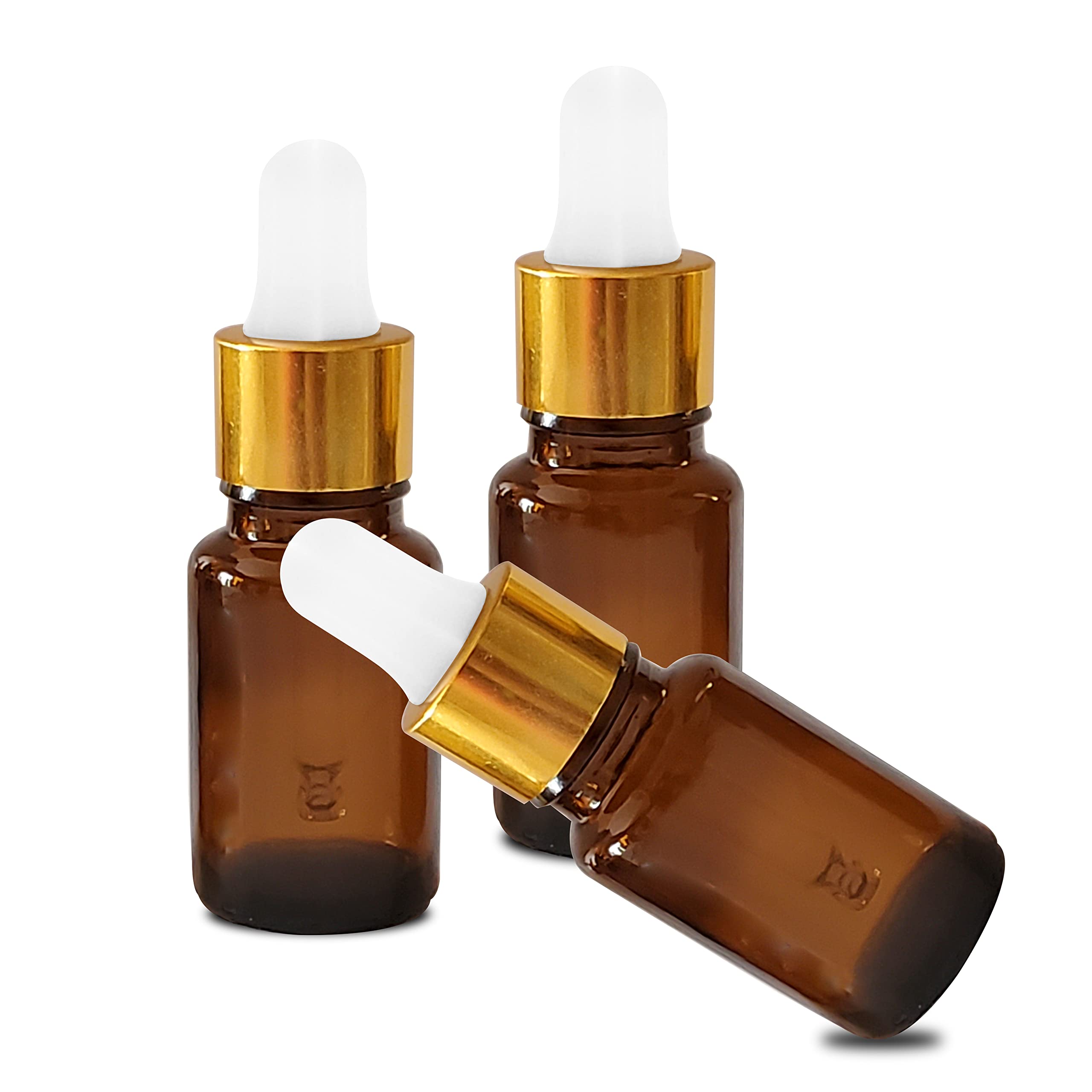 Pure Source India Amber Glass Empty Dropper Bottles 10ml (3-Pack) – Essential Oil, CBD, Tincture Storage for Aromatherapy & DIY Skincare
