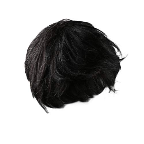 Natural Mixed Hair Short Dark Men's Wig for Cosplay & Costume - Handsome Black Belle Wig for Halloween, Parties & Themed Events