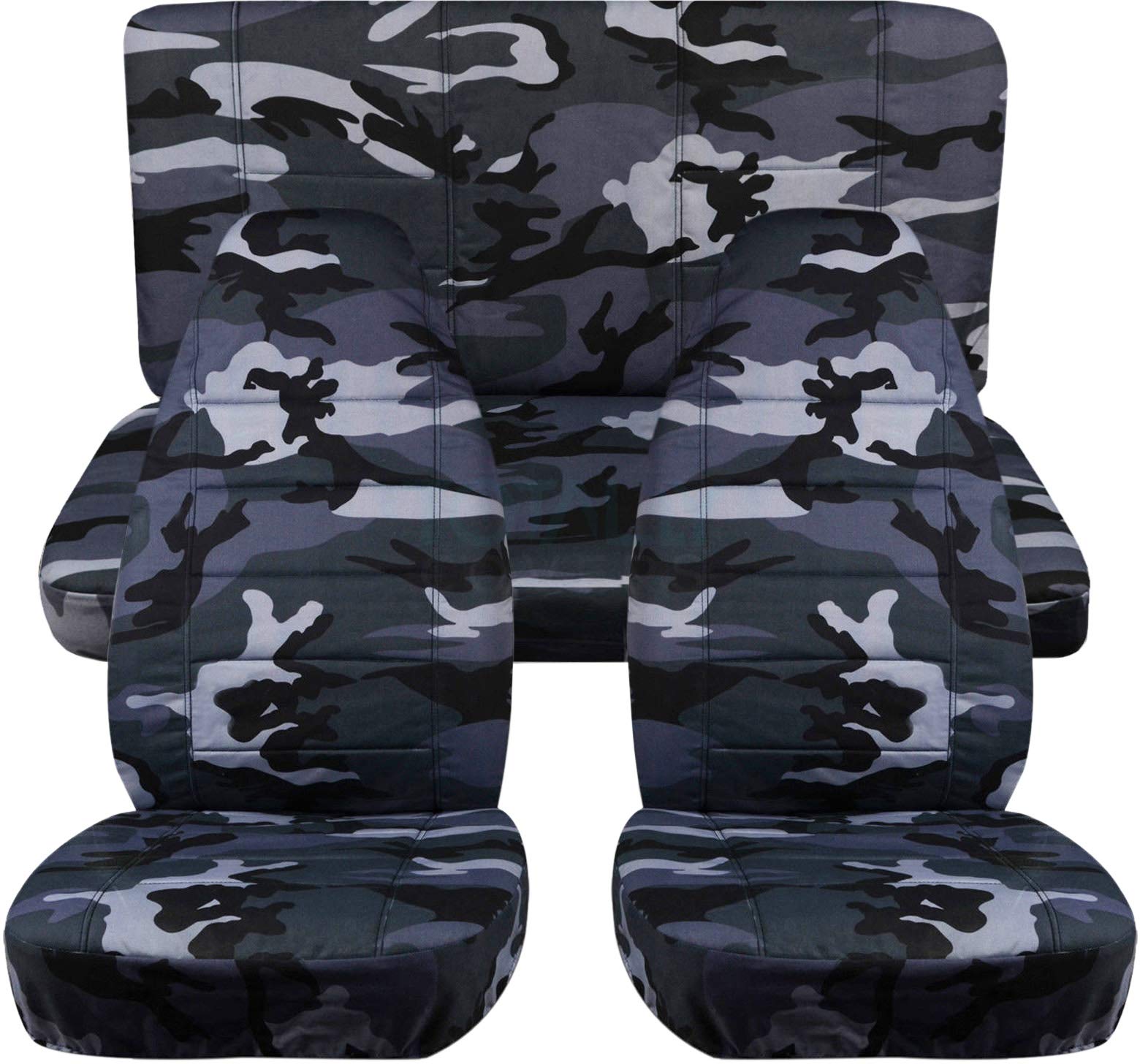 Premium Gray Camouflage Car Seat Covers - Semi-Custom Fit for Cars, Trucks, Vans, RVs & SUVs (22 Prints) | Full Set Protection for Off-Roading, Hunting & Outdoor Adventures