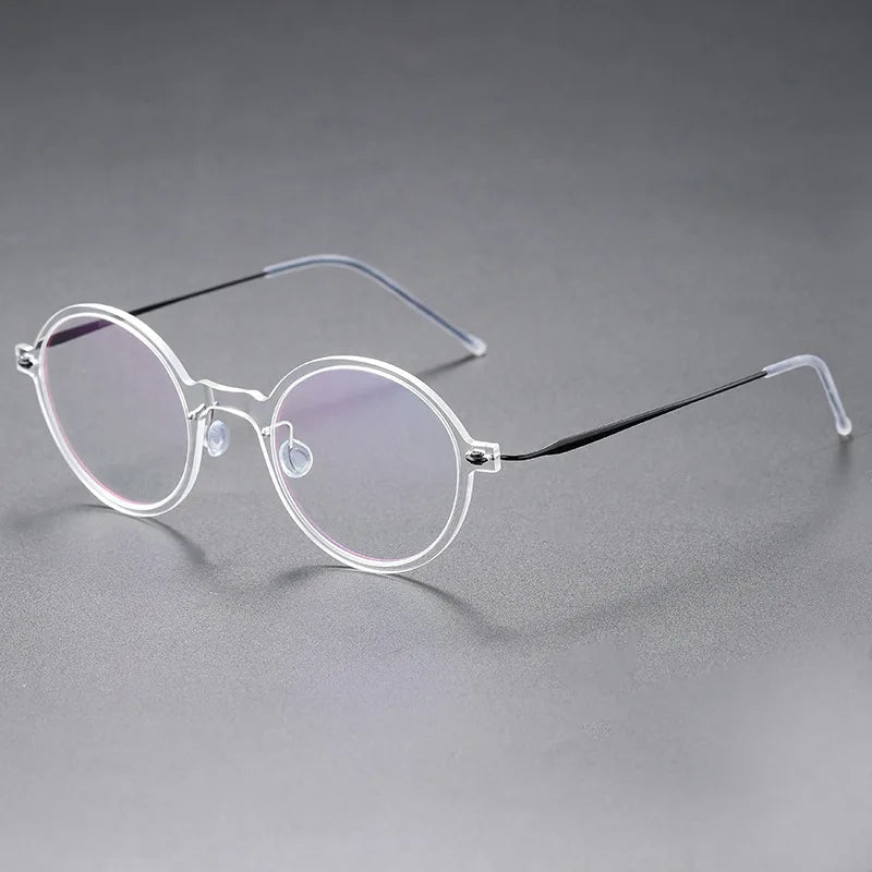 Aimee Unisex Full Rim Oval Screwless Titanium Acetate Eyeglasses Frame 6508 - Lightweight Durable Glasses for Work, Reading & Fashion