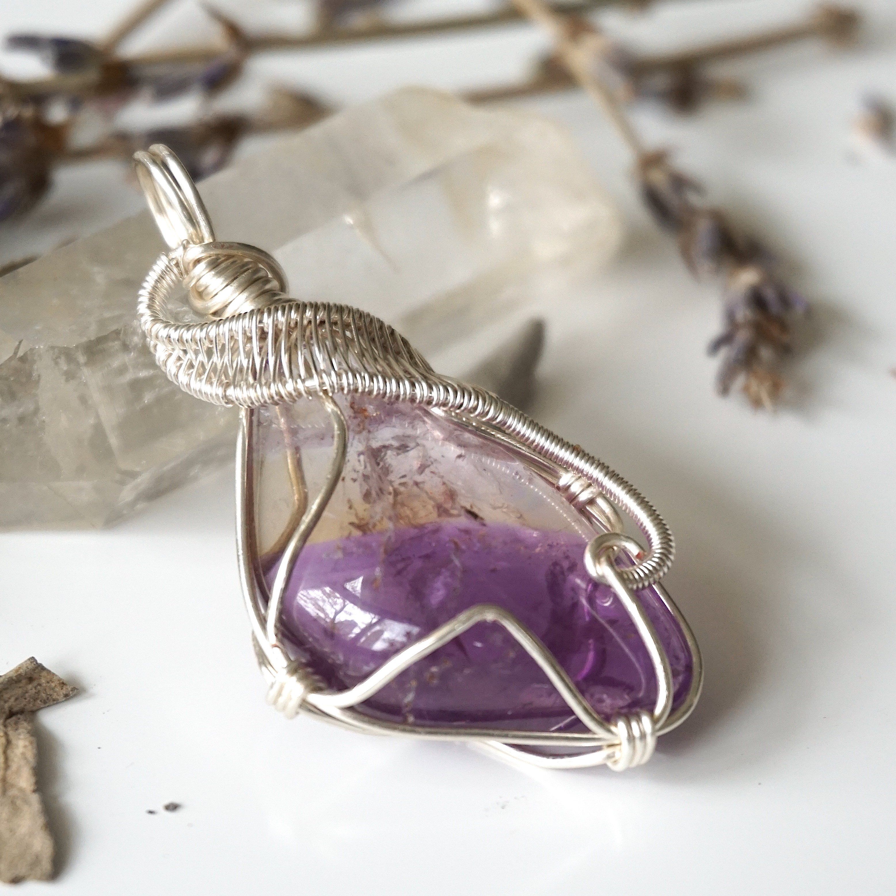 Natural Ametrine Pendant Necklace - Silver Plated Crystal Jewelry for Women - Perfect for Gifts, Meditation & Spiritual Healing