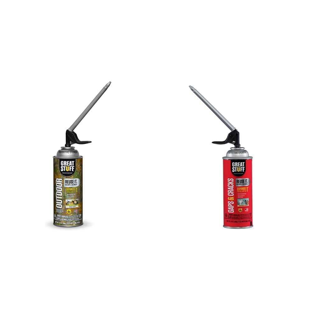 Great Stuff Smart Dispenser Outdoor 12oz Gray Foam Sealant - 99108824 Smart Dispenser Gaps & Cracks Cream 12oz - Weatherproof Insulation Foam for Doors, Windows & Home Repairs
