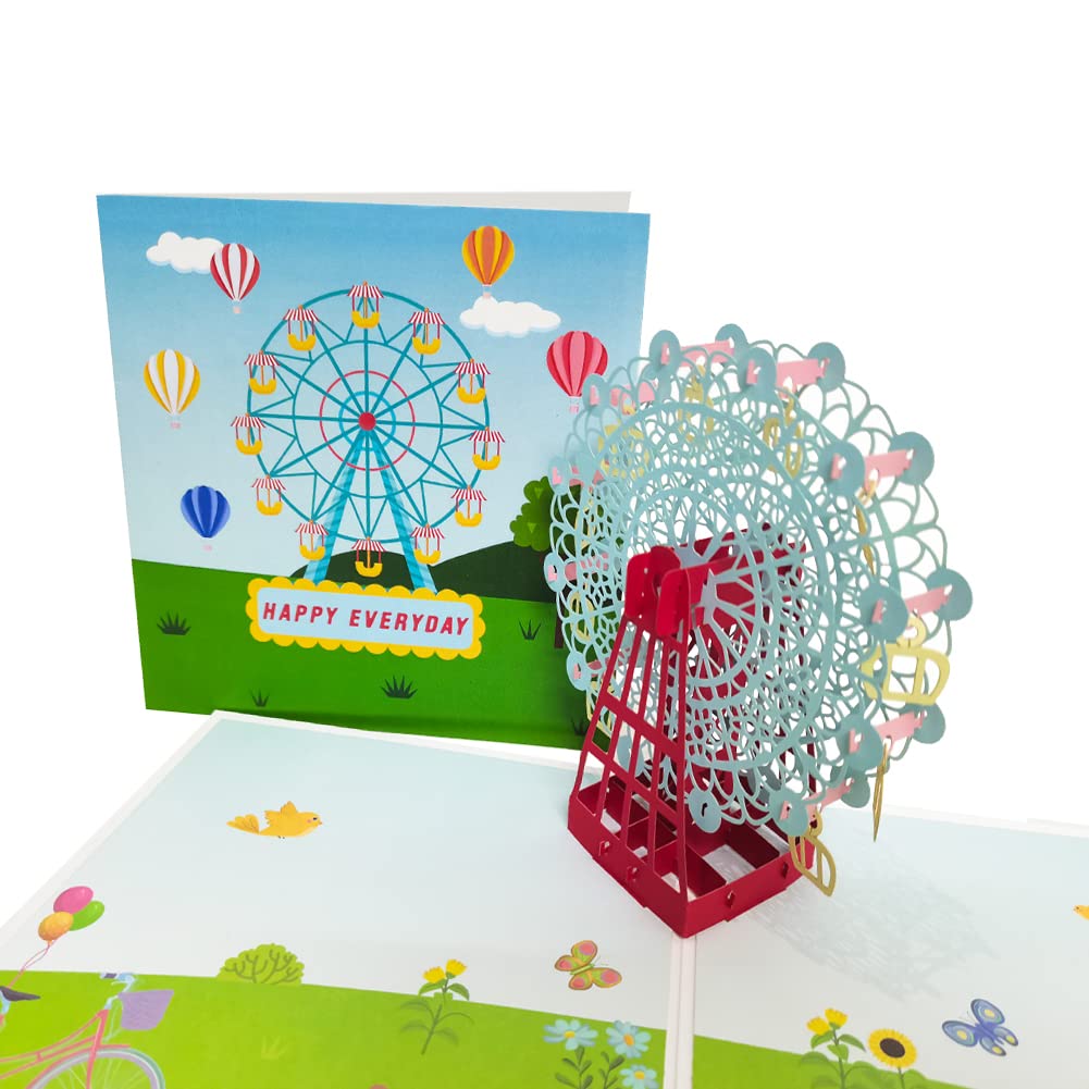 3D Pop Up Ferris Wheel Greeting Card - Birthday, Graduation Gift for Her | Perfect for Wife, Girlfriend & Friends