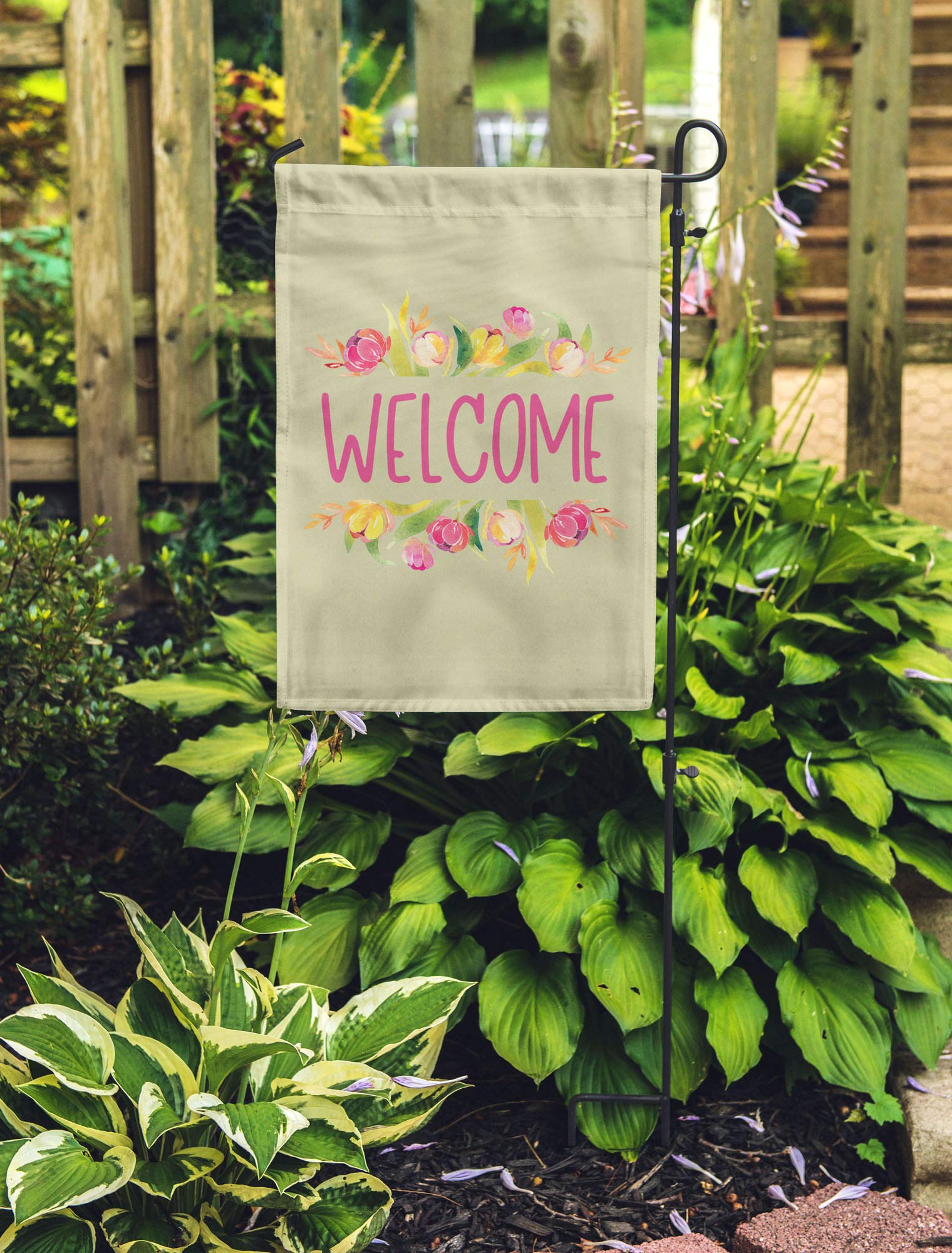Double Sided Welcome Garden Flag - Tan Summer Camping Decor for Outdoor Enthusiasts | Perfect for Camping Trips, Backyard BBQs & Patio Decorations
