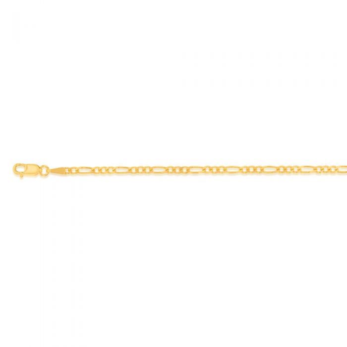 9ct Yellow Gold 1:3 Figaro Chain Anklet - 60 Gauge 27cm Adjustable Ankle Bracelet for Women | Perfect for Beach, Summer & Everyday Wear