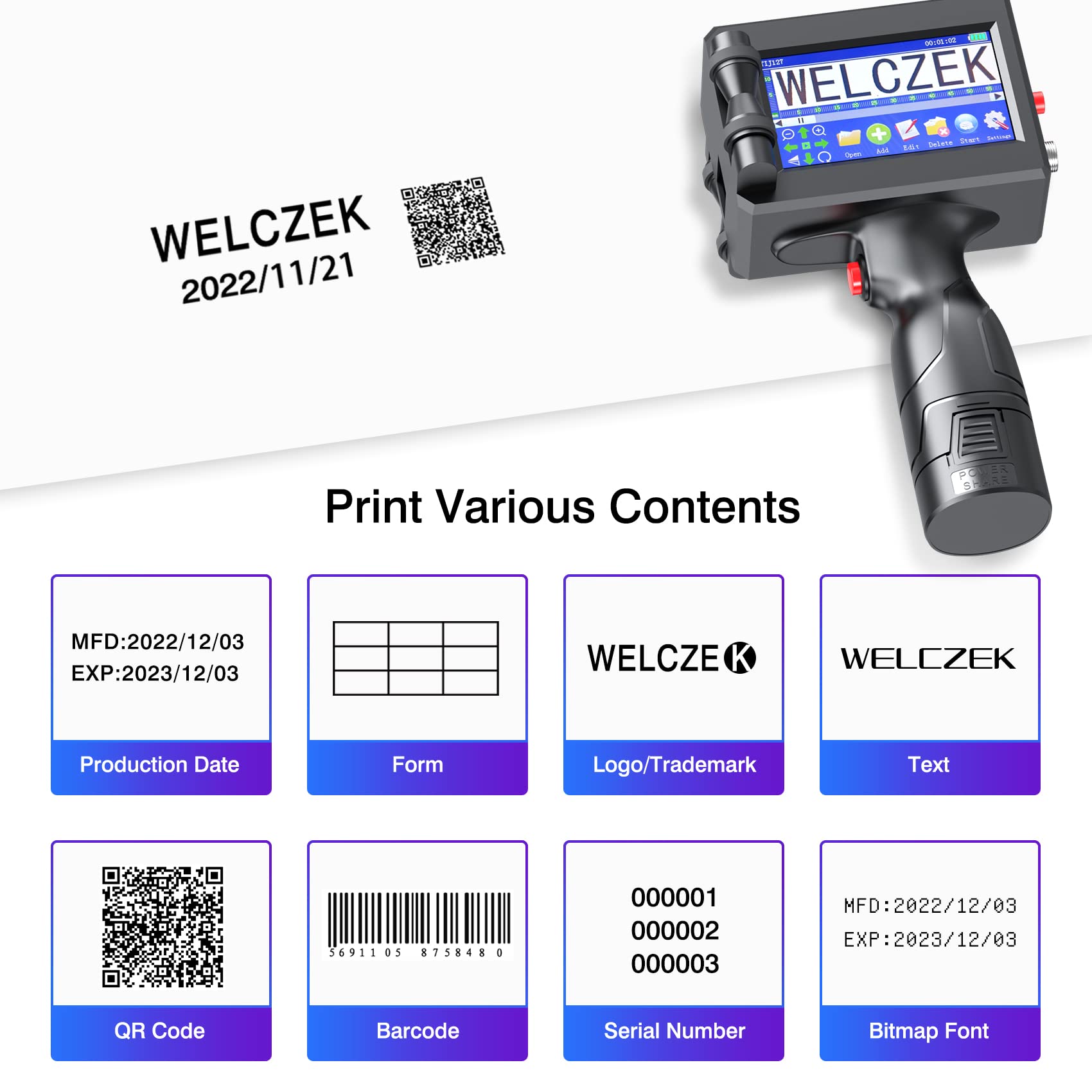 WELCZEK TIJ127 Handheld Printer Ink Cartridge - 42ml Durable & Waterproof Replacement Ink (Red) - Compatible with Handheld Inkjet Printers for Labeling, Packaging & Shipping