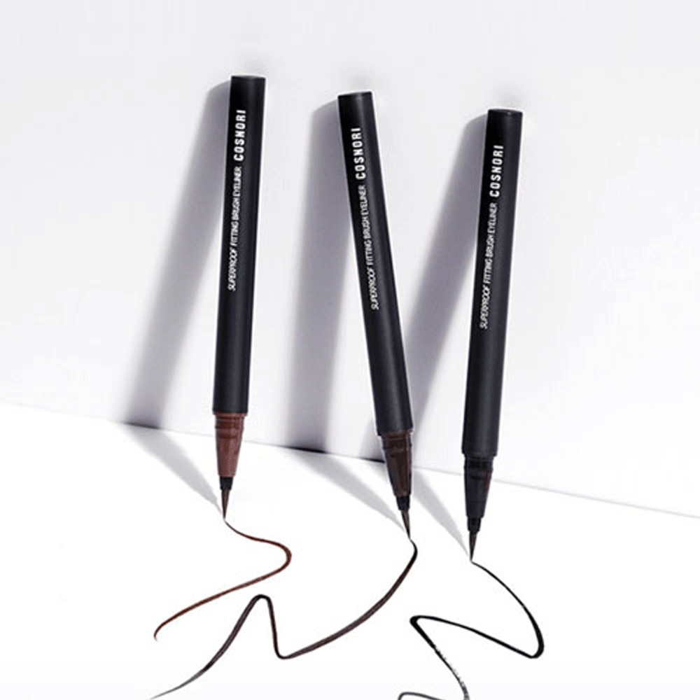 COSNORI Super Proof Fitting Brush Eyeliner - Waterproof, Smudge-Proof Liquid Eyeliner with Ultra-Fine Brush Tip (0.6g) - Perfect for Winged Liner, Cat Eye & Everyday Makeup Looks
