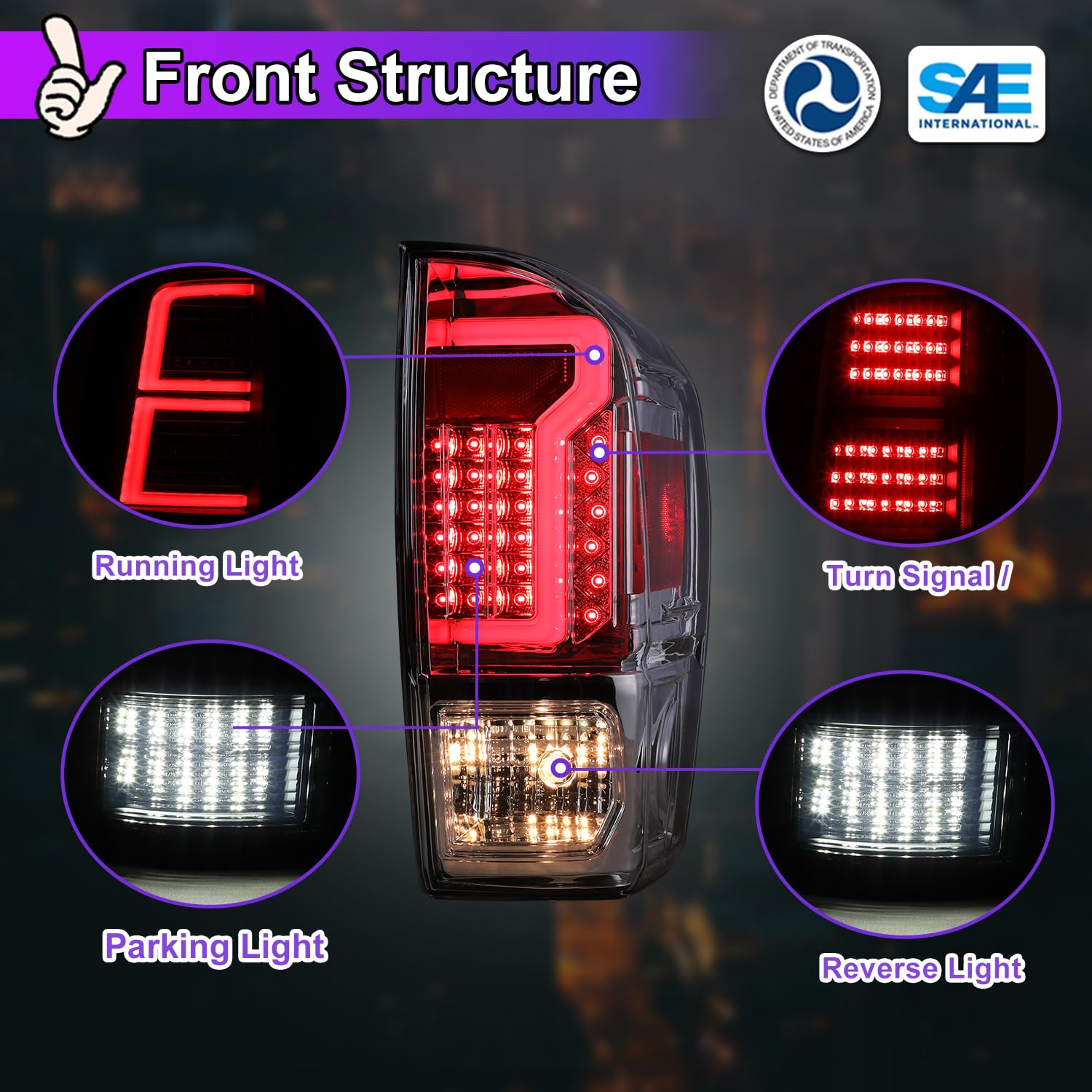 Nixon Offroad LED Tail Lights for Toyota Tacoma 2016-2023 - Chrome Housing with Clear Lens - Direct Replacement Rear Lamp Assembly (1 Pair) - Perfect for Off-Roading, Night Driving & Vehicle Customization