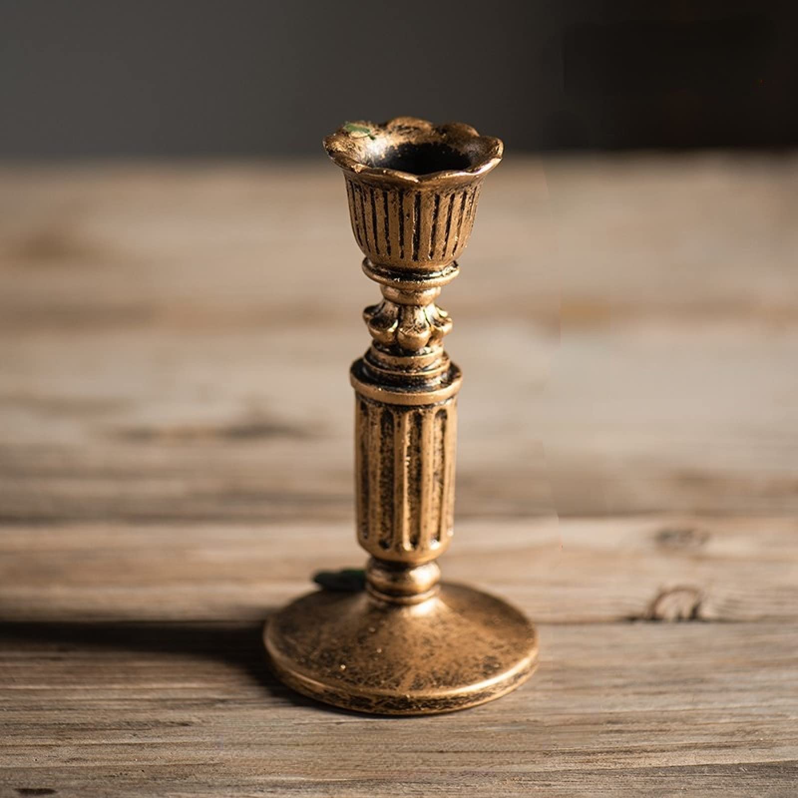 Vintage French Style Resin Candlestick Holders - Set of 2 Antique Candle Sconces for Home Decor, Wedding Centerpieces & Photography Props (7x14cm)