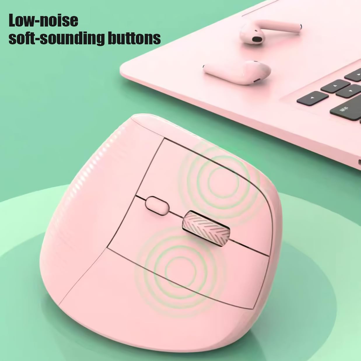 Wireless Vertical Ergonomic Mouse - USB-C Rechargeable 4000DPI Silent Mouse for Carpal Tunnel Relief - Pink Ergonomic Computer Mouse for Office Work, Gaming & Home Use