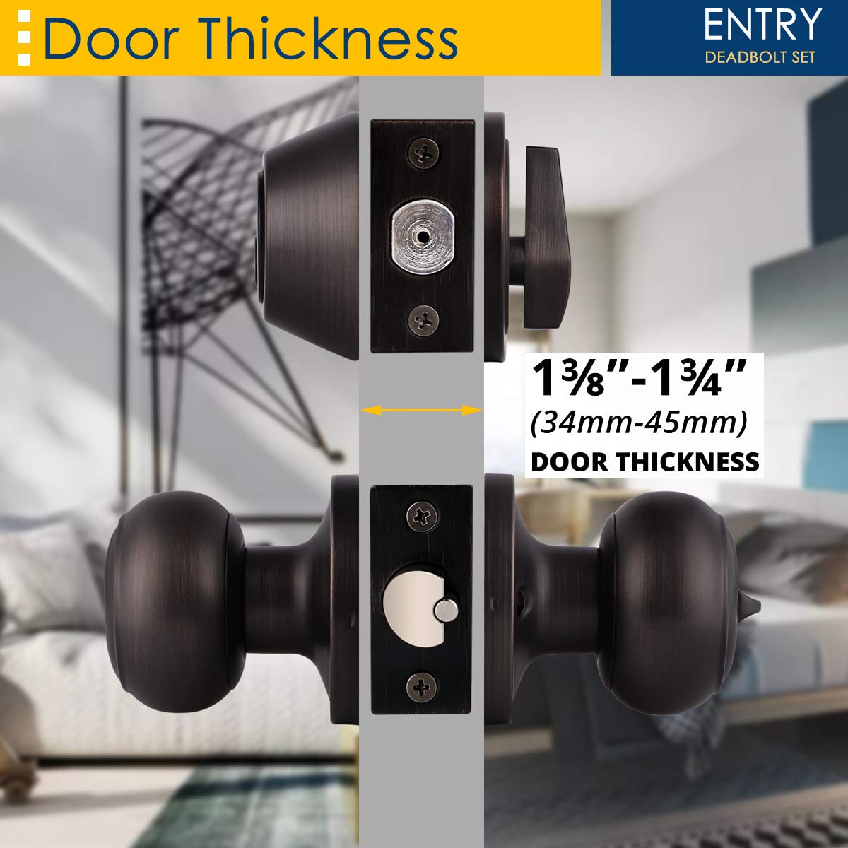 6-Pack Keyed Alike Oil Rubbed Bronze Entry Door Knob and Deadbolt Lock Set - Single Cylinder Exterior Security for Front Doors, Entrance & Office (Ideal for Home, Business & Rental Properties)