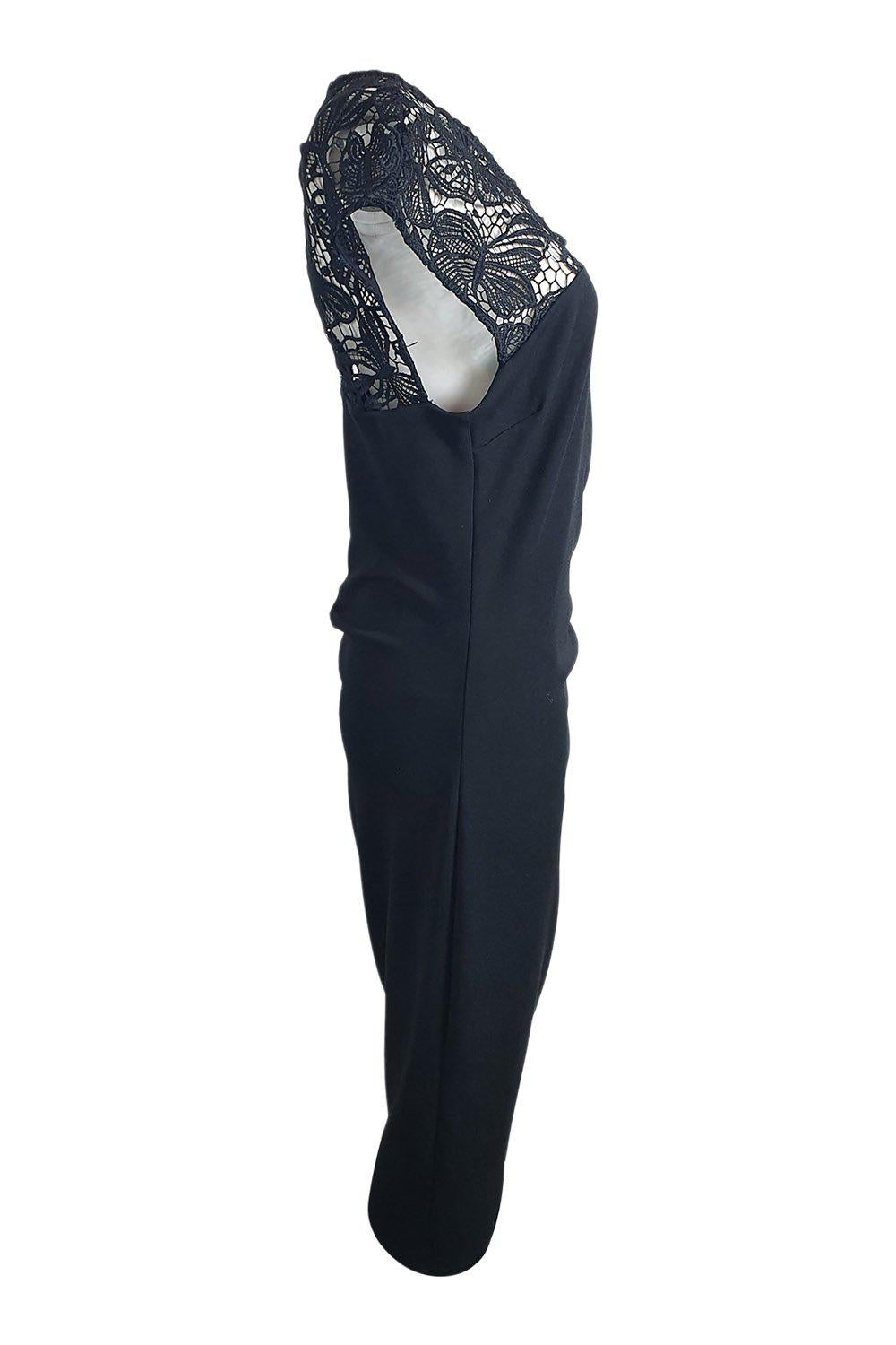 HALE BOB Black Lace Trim Short Sleeve Bodycon Dress for Women - Size Large | Sexy Party, Clubwear & Evening Cocktail Dress