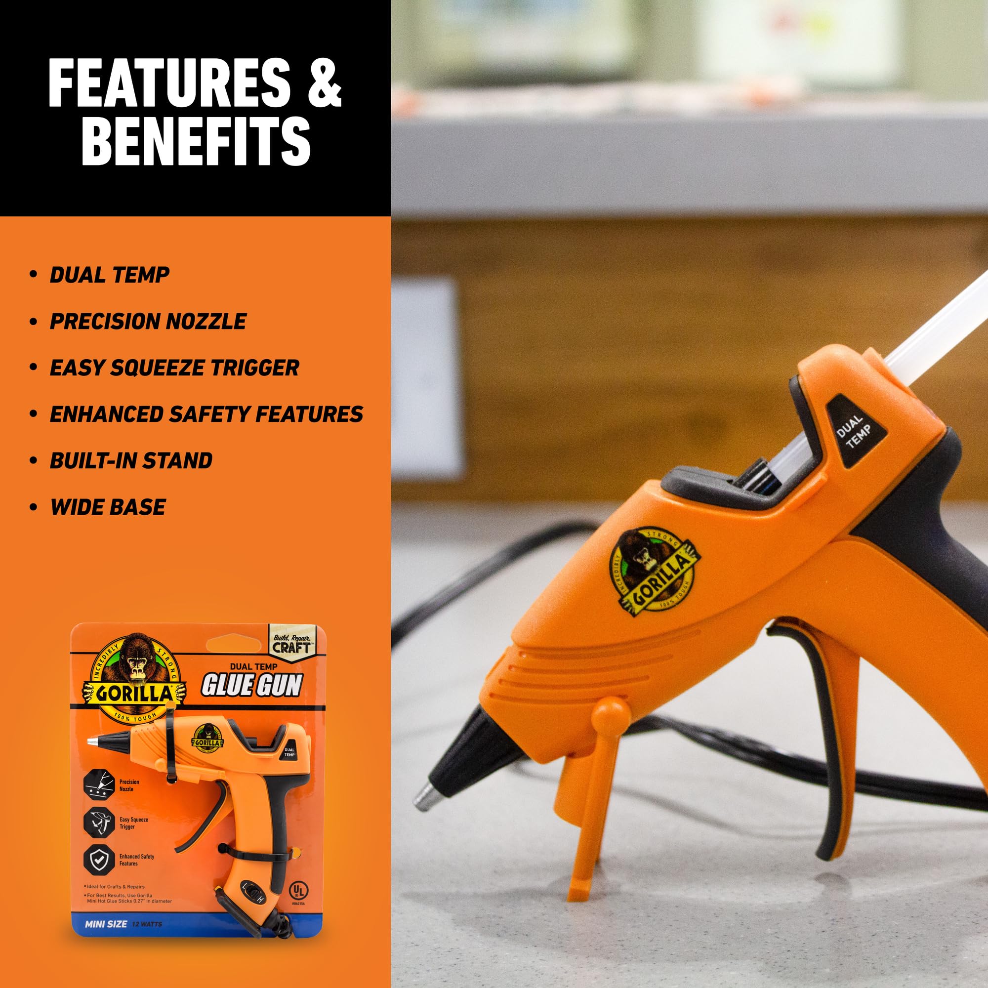 Dual Temperature Mini Hot Glue Gun with Precision Nozzle & Safety Features - Perfect for DIY Crafts, Home Repairs, School Projects, and Creative Hobbies (Pack of 1)