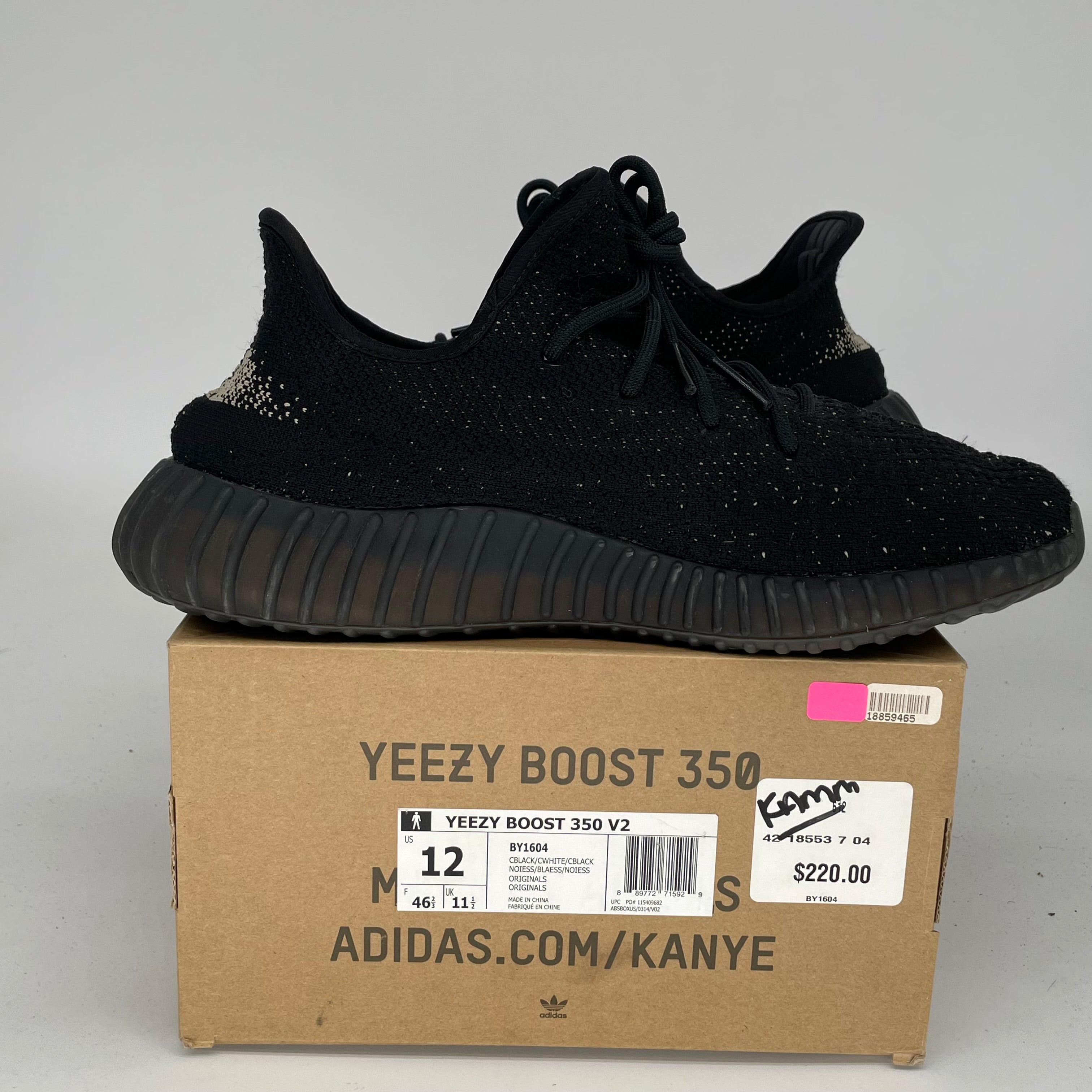 Adidas Yeezy Boost 350 V2 Core Black/White - Men's Size 12 Sneakers BY1604 | Running, Gym & Casual Wear