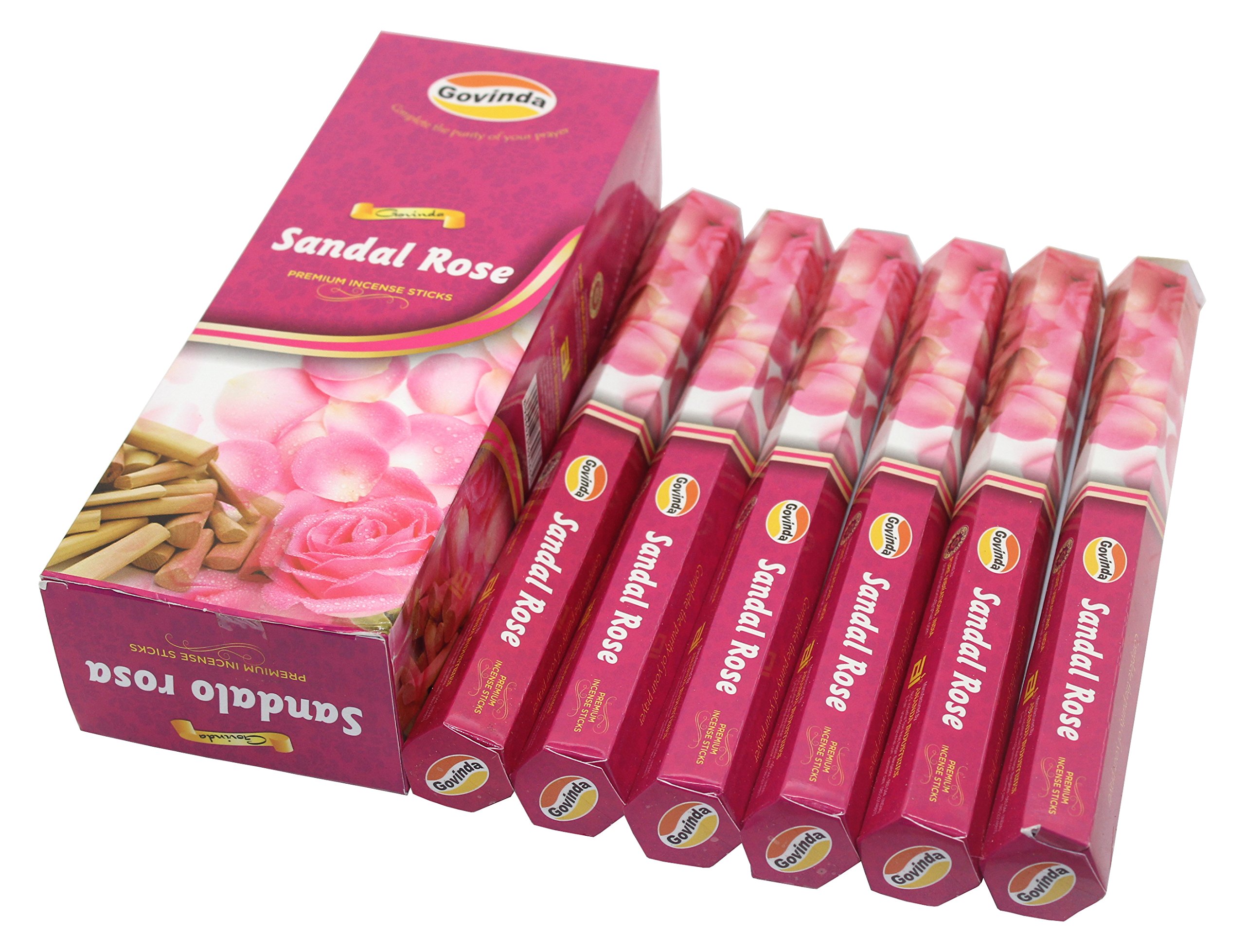 Govinda Premium Sandal Rose Incense Sticks - 120 Count Masala Coated for Meditation, Yoga & Aromatherapy | Natural Fragrance for Home, Temple & Relaxation