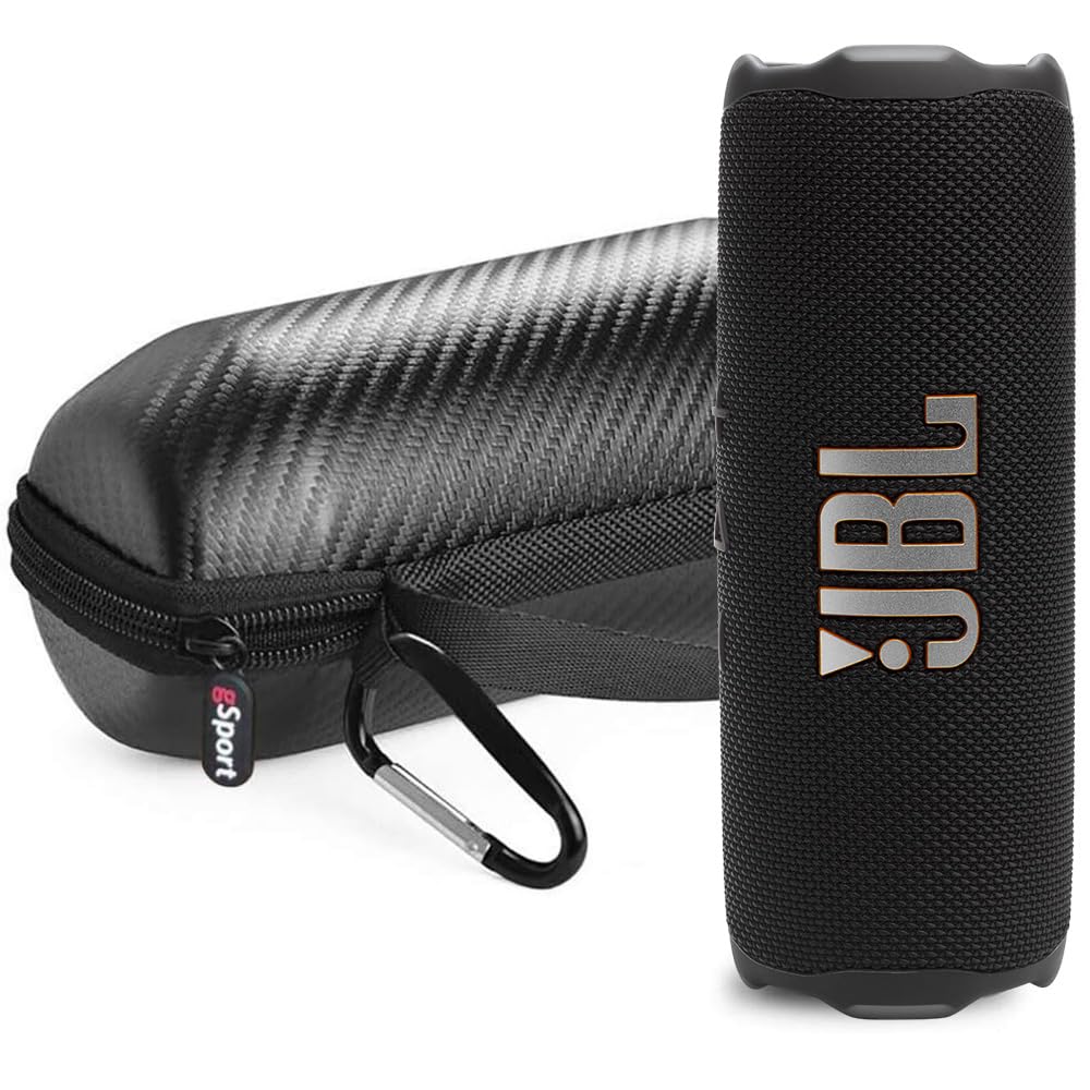 JBL FLIP 7 Waterproof Bluetooth Speaker with gSport Carbon Fiber Case - Portable Wireless Speaker for Outdoor, Beach, Pool, Travel & Parties (Black) | IPX7 Water Resistant, 12 Hours Playtime, Premium Sound