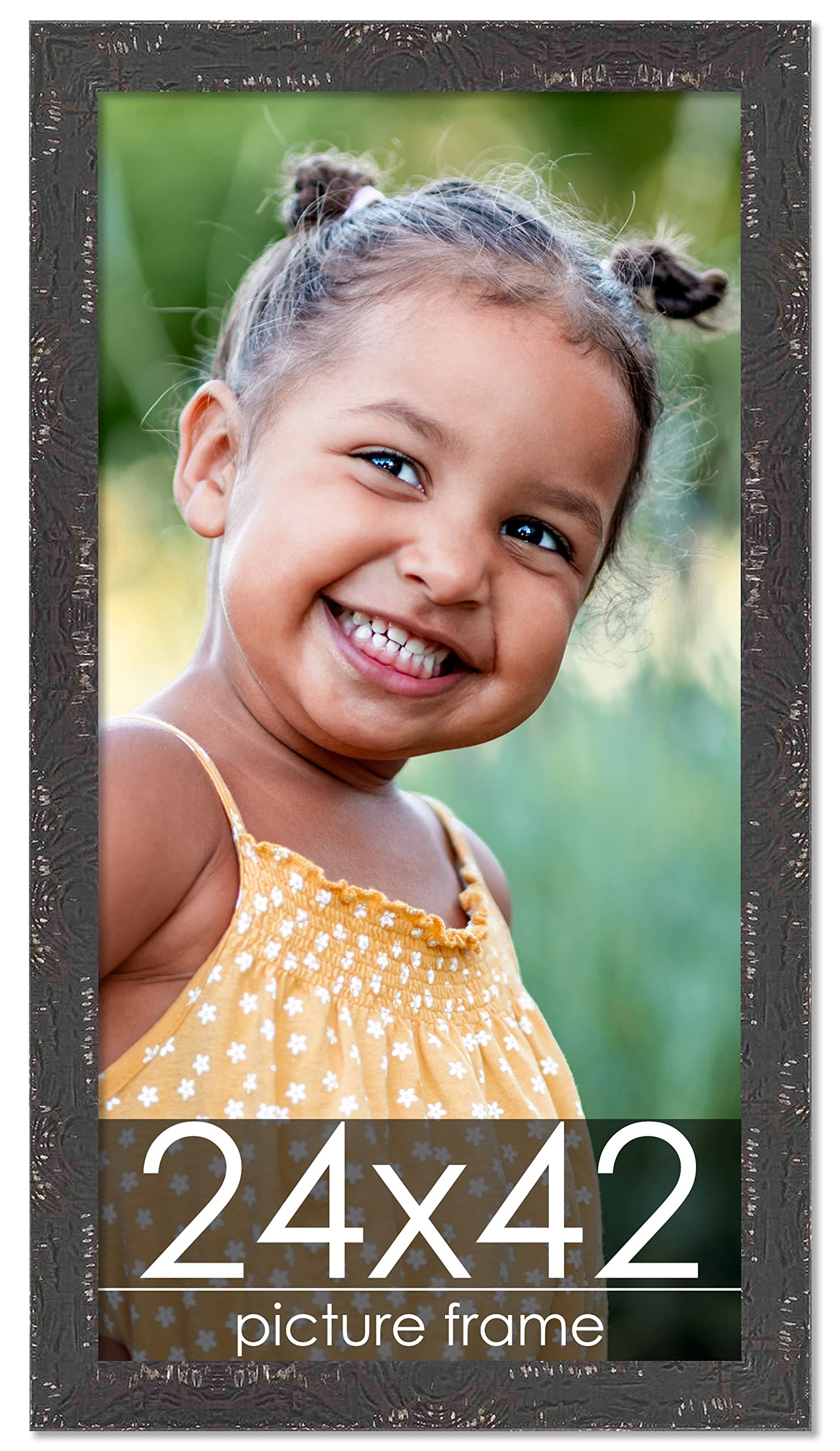 24x42 Rustic Black Farmhouse Picture Frame - Solid Wood Photo Frame with UV Acrylic, Foam Backing & Hanging Hardware - Perfect for Wall Decor, Living Room, Bedroom & Office Display (24