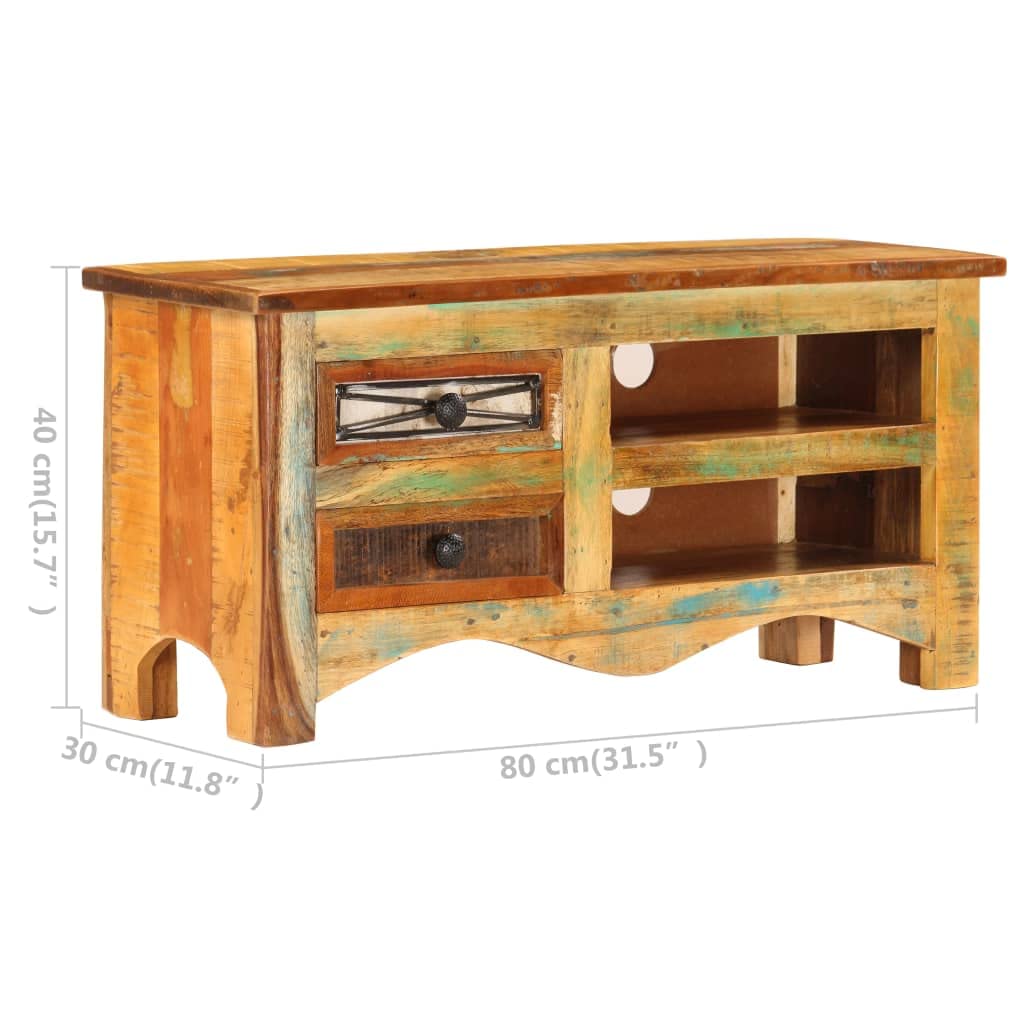 vidaXL Classic-Style TV Cabinet - Solid Reclaimed Wood Entertainment Center with Built-in Storage | Handmade Industrial Design for Living Room & Home Theater Setup