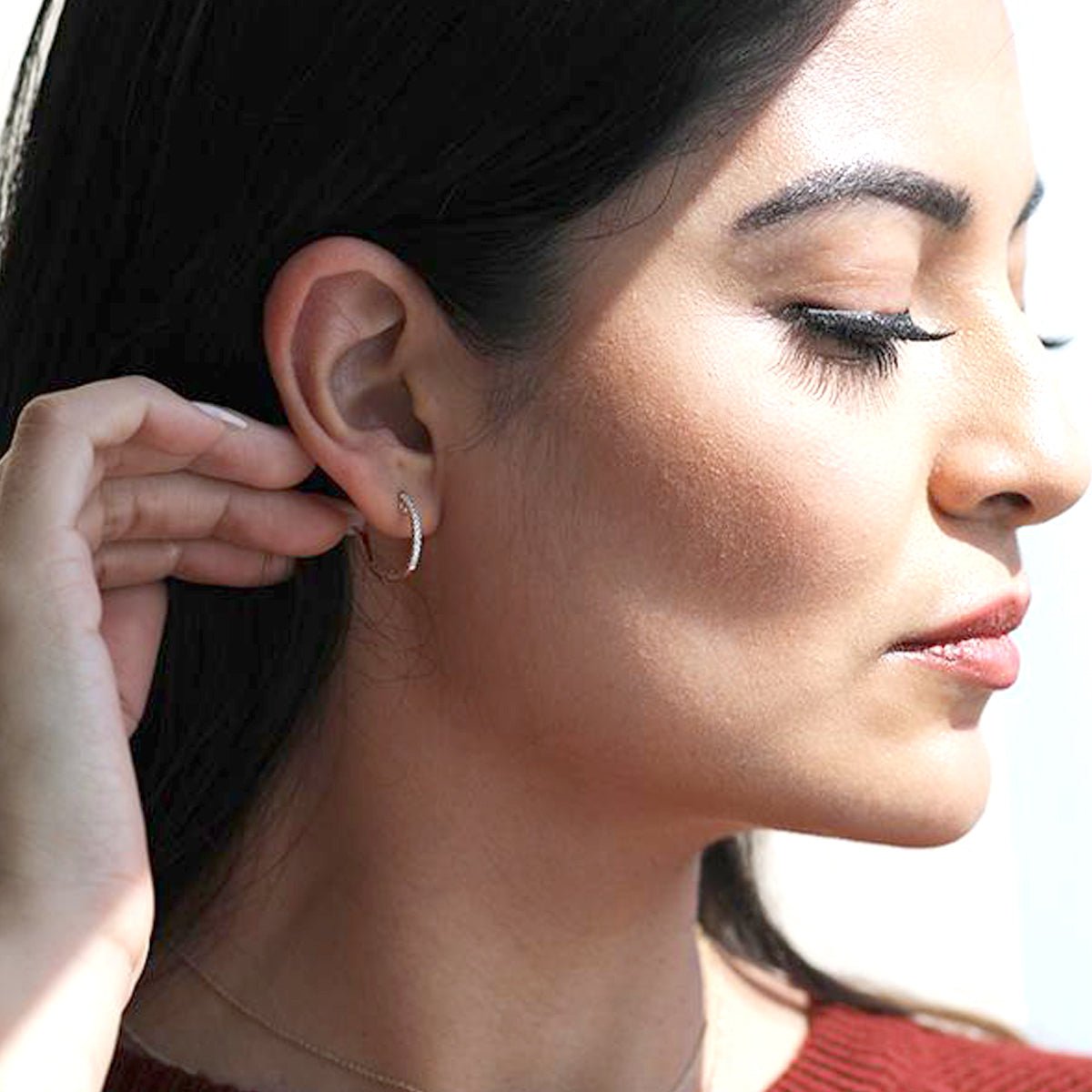 14K Yellow Gold Diamond Hoop Earrings for Women - Elegant Dainty Everyday Hoops for Gifts, Parties & Special Occasions