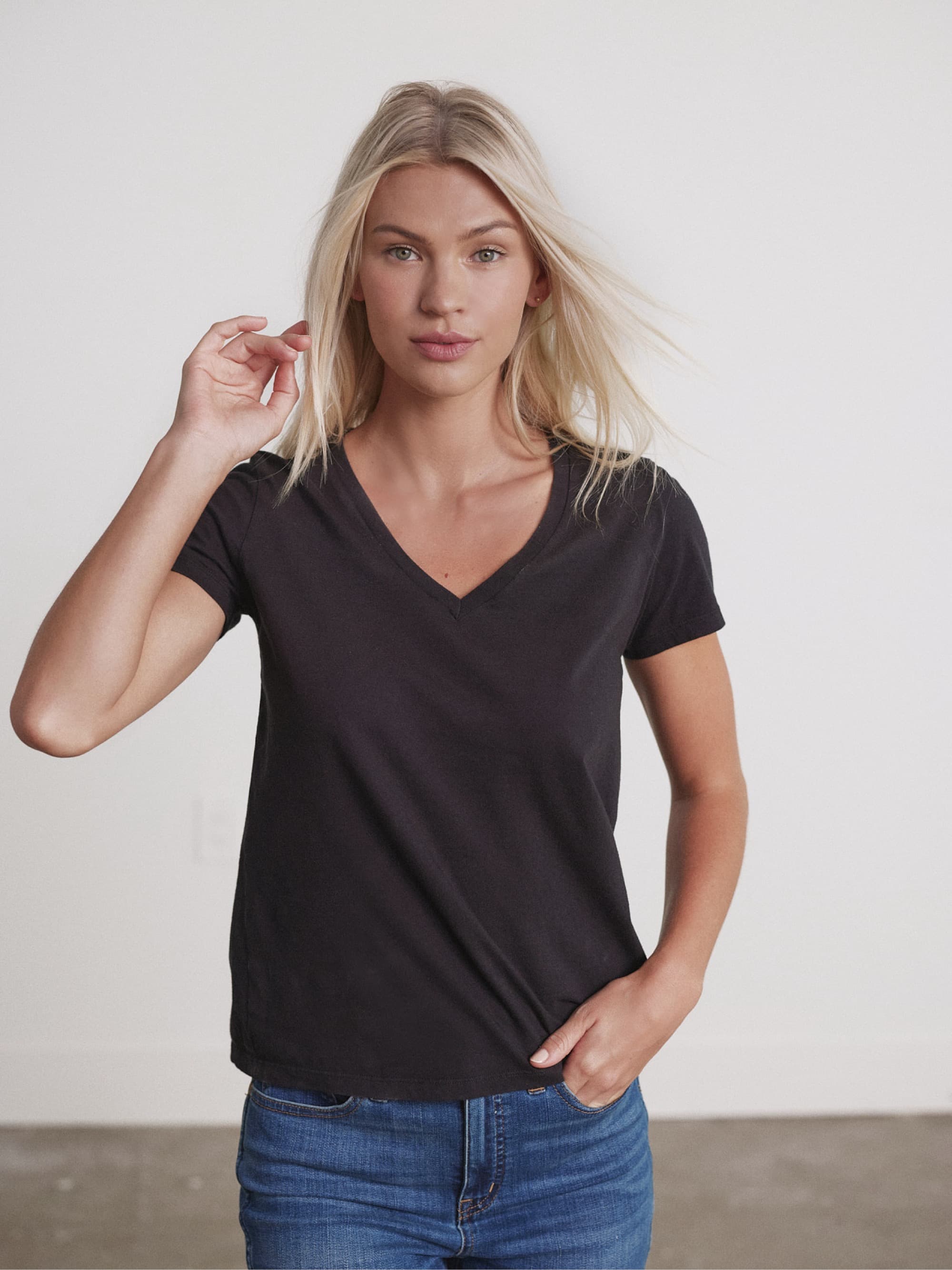 Organic V-Neck T-Shirt for Women - Soft Cotton Eco-Friendly Tee - Perfect for Casual Wear, Yoga & Everyday Comfort