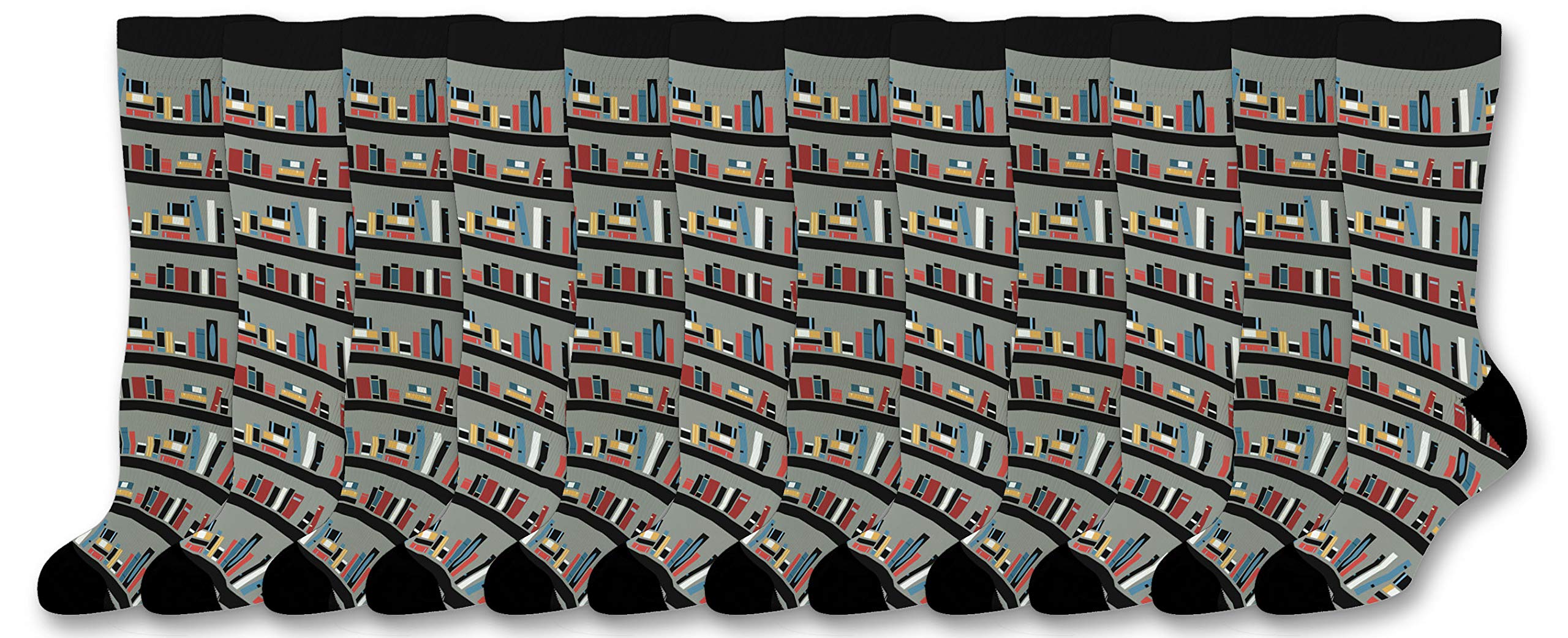 Book Lover Socks - Library & Bookshelf Design Novelty Crew Socks for Librarians & Readers | Perfect Reading Gifts, Bookworm Gifts & Nerdy Socks for Book Clubs, Reading Nooks & Cozy Nights