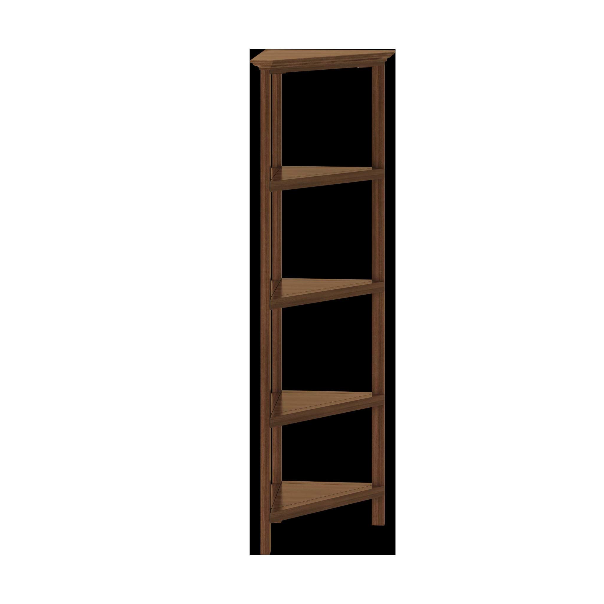 HomeRoots 60 Inch Walnut Bookcase with 4 Adjustable Shelves - Perfect for Living Room, Office & Home Library Storage