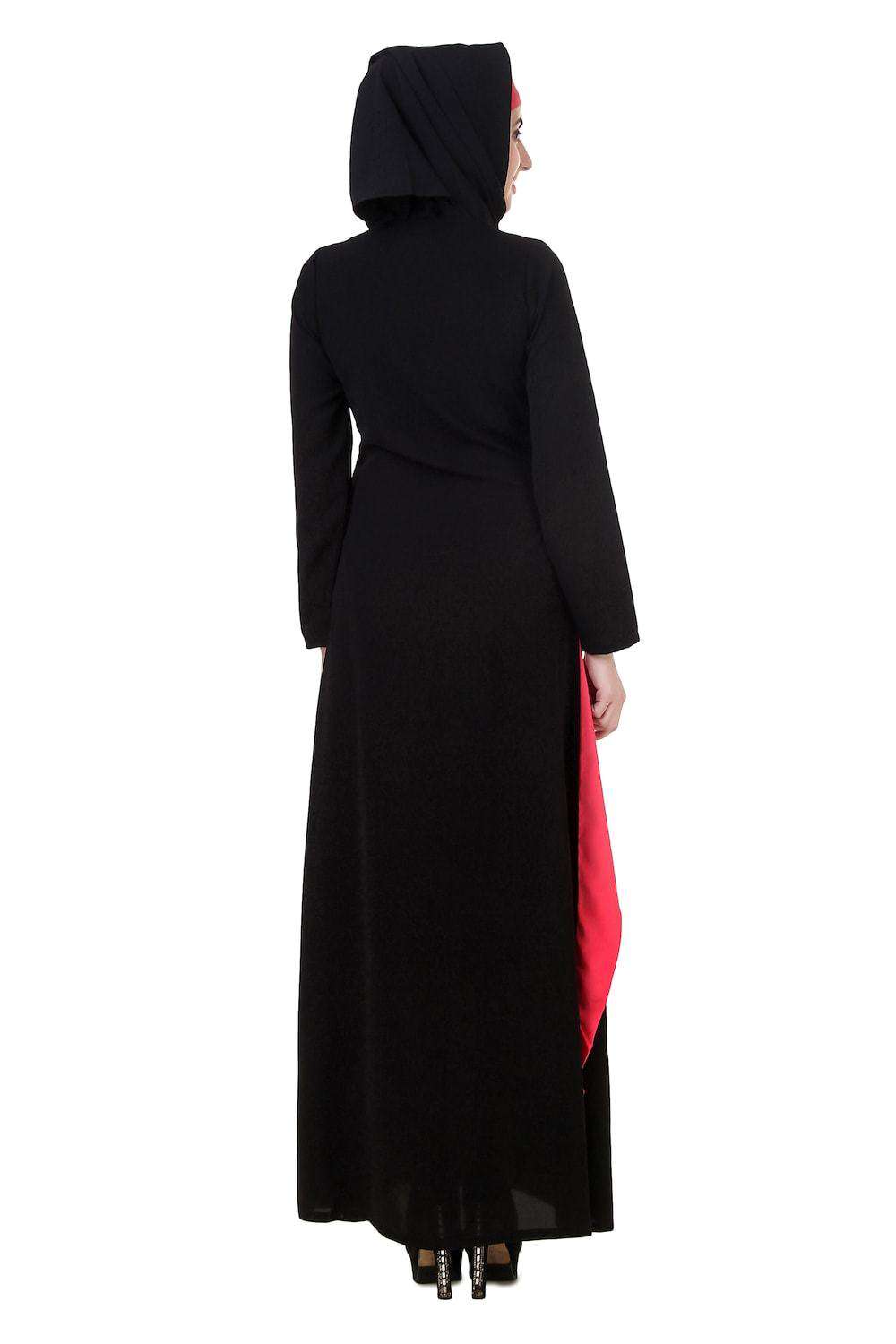 Elegant Black and Pink Nida Abaya AY 702 - Modest Islamic Dress for Women, Perfect for Prayer, Eid Celebrations and Special Occasions