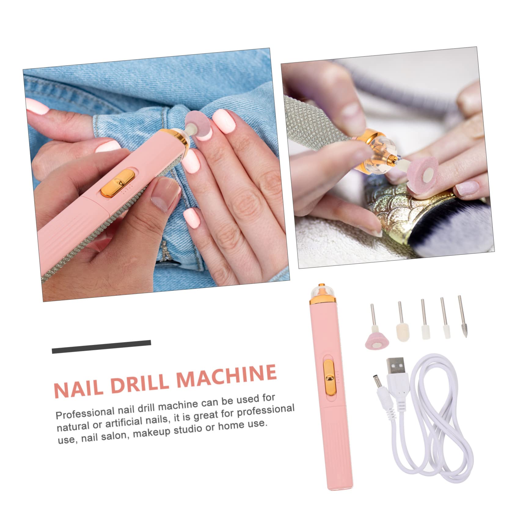 Minkissy 5-in-1 Cordless Electric Nail Drill Kit - Professional Manicure Tools for Acrylic Nails, Portable USB Rechargeable Nail Art Grinder & Filer - Perfect for Home Salon, Nail Art DIY & Professional Use