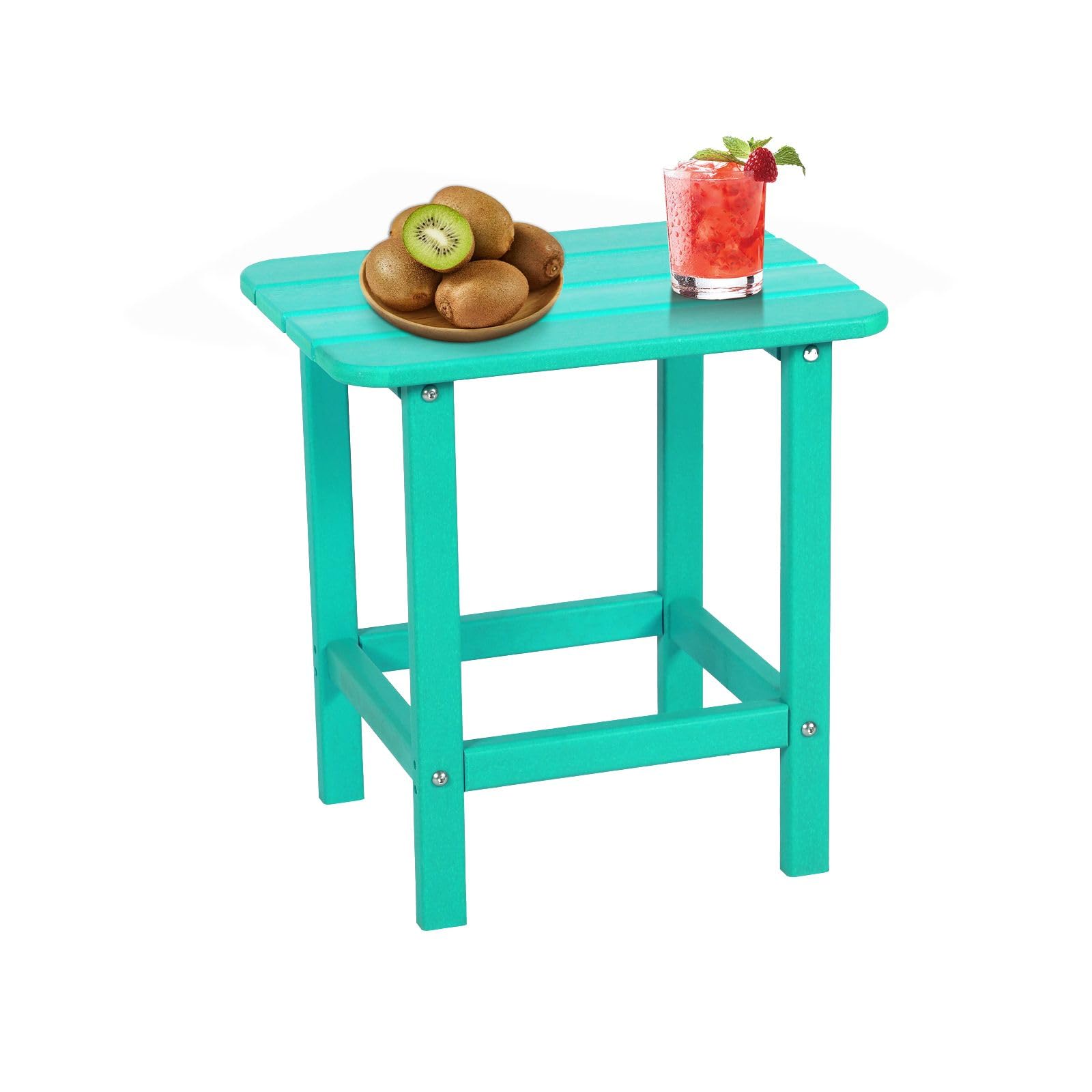 Aoodor 19'' Adirondack Side Table - Outdoor Rectangular HDPE End Table with Weatherproof & Low Maintenance Design - Perfect for Patio, Deck, Poolside & Garden Use in Aruba