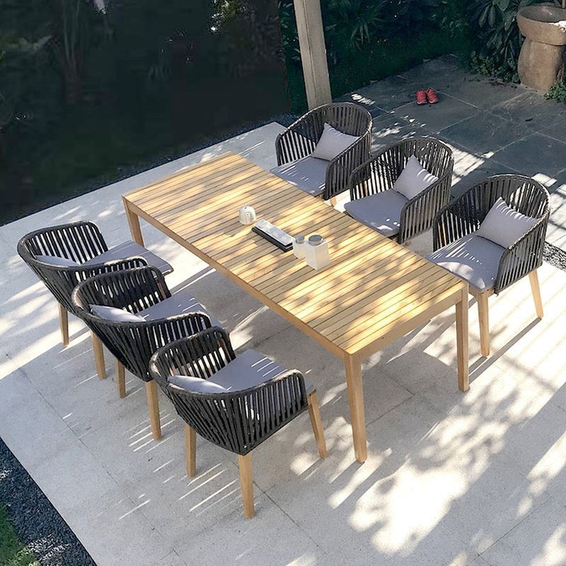 Rattan Chair and Table Set - Natural Wood Patio Furniture for Outdoor Dining, Garden, and Backyard Relaxation