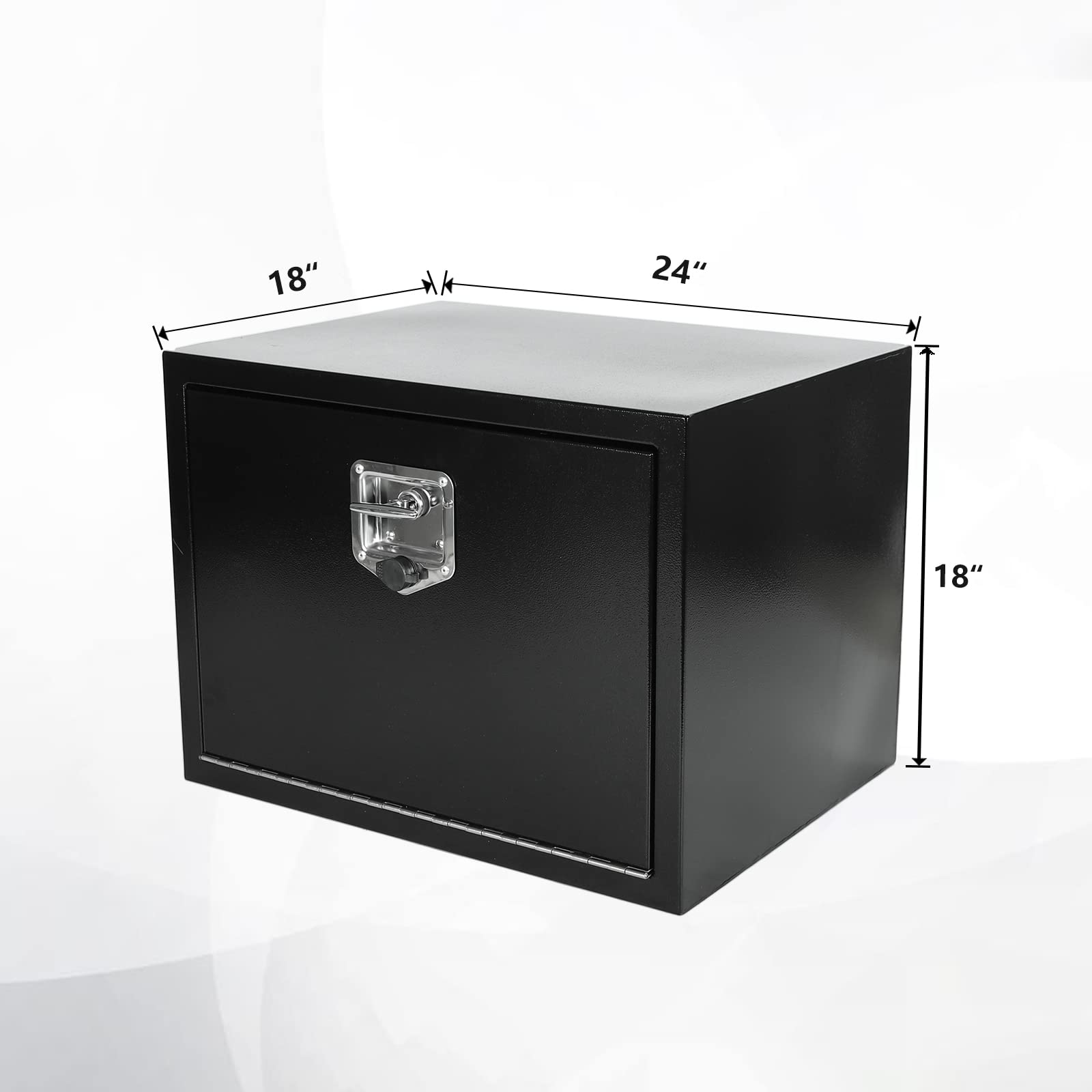 Confote Black Steel Underbody Truck Tool Box with T-Handle Lock - Heavy Duty 24x18x18 Inch Waterproof Storage Organizer for Pickup Trucks, Vans & Work Vehicles - Perfect for Road Trips, Construction Sites & Outdoor Adventures