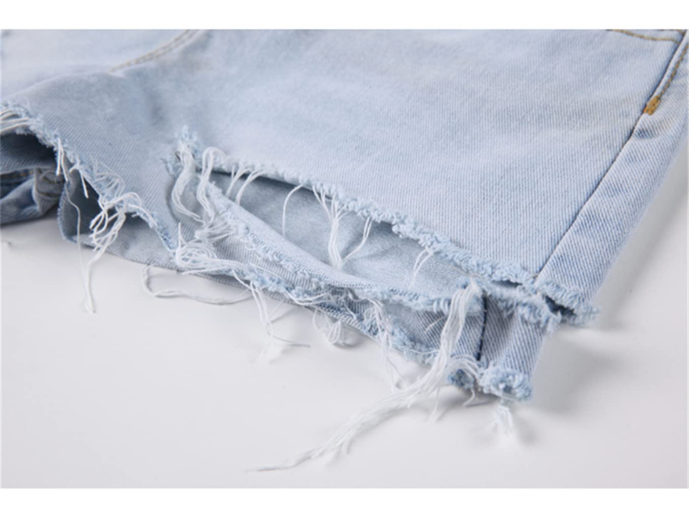 HAIRGAI Women's High Waist Ripped Denim Shorts - Distressed Irregular Hole Design for Summer Fashion, Streetwear & Casual Outfits | Perfect for Beach, Music Festivals & Everyday Wear