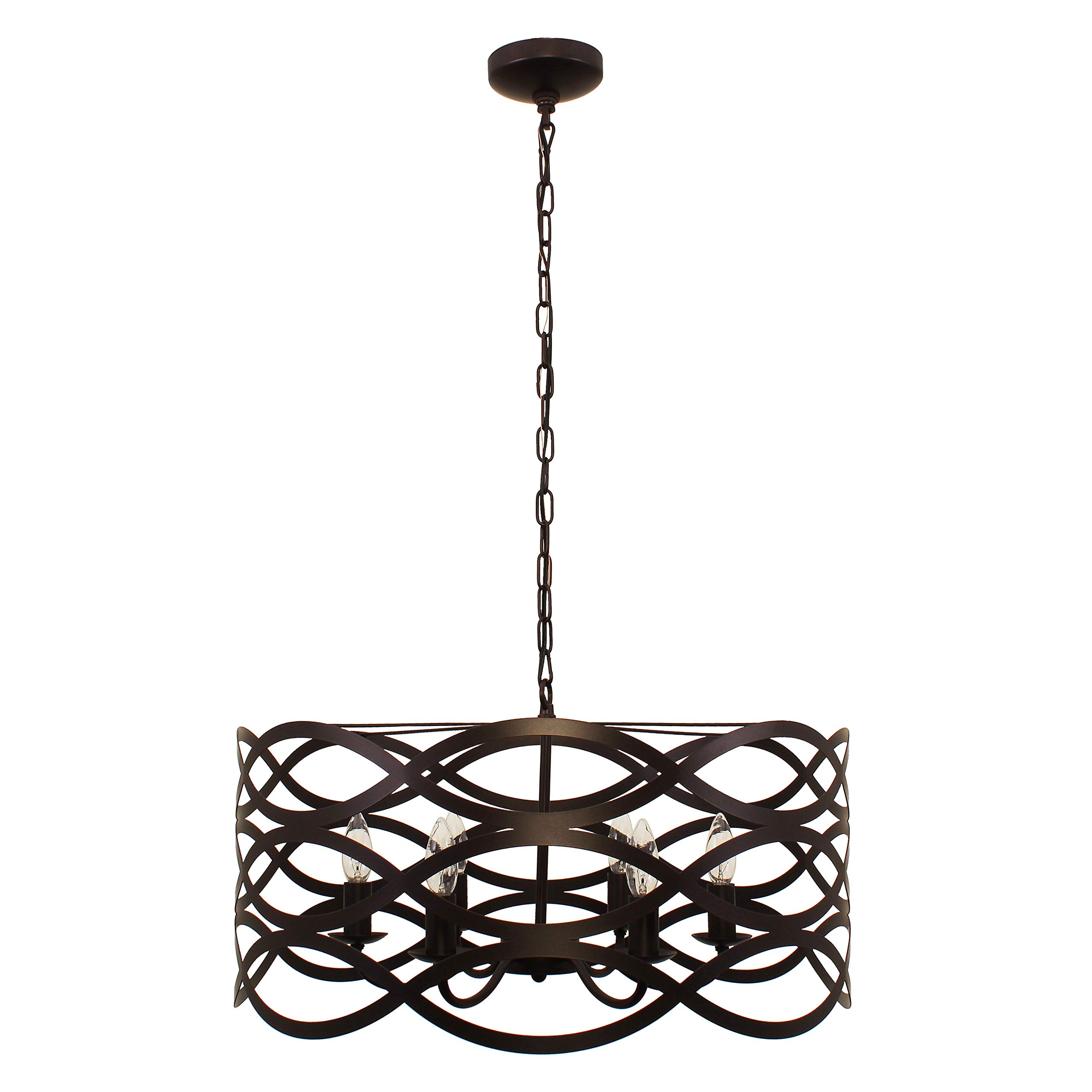 6-Light Oil Rubbed Bronze Ceiling Pendant Light Fixture - 24
