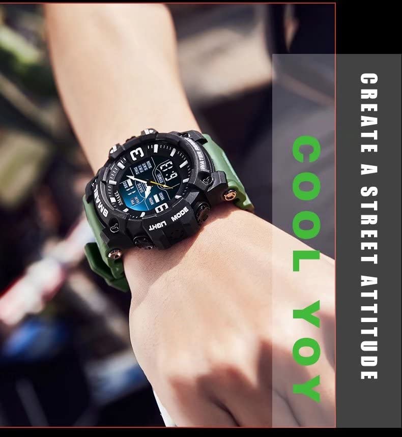 SMAEL Men's Military Digital Watch - Waterproof Outdoor Sports Watch with LED Display, Date & Alarm - Durable Wristwatch for Hiking, Camping & Adventure Activities
