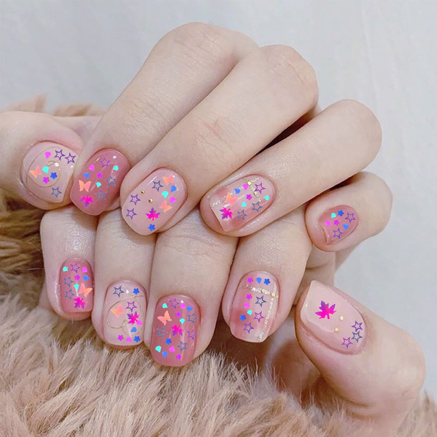 Holographic Butterfly Nail Art Sequins - Sparkly Flakes & Glitter Stickers for Nail Decoration | DIY Manicure, Party & Festival Nail Designs