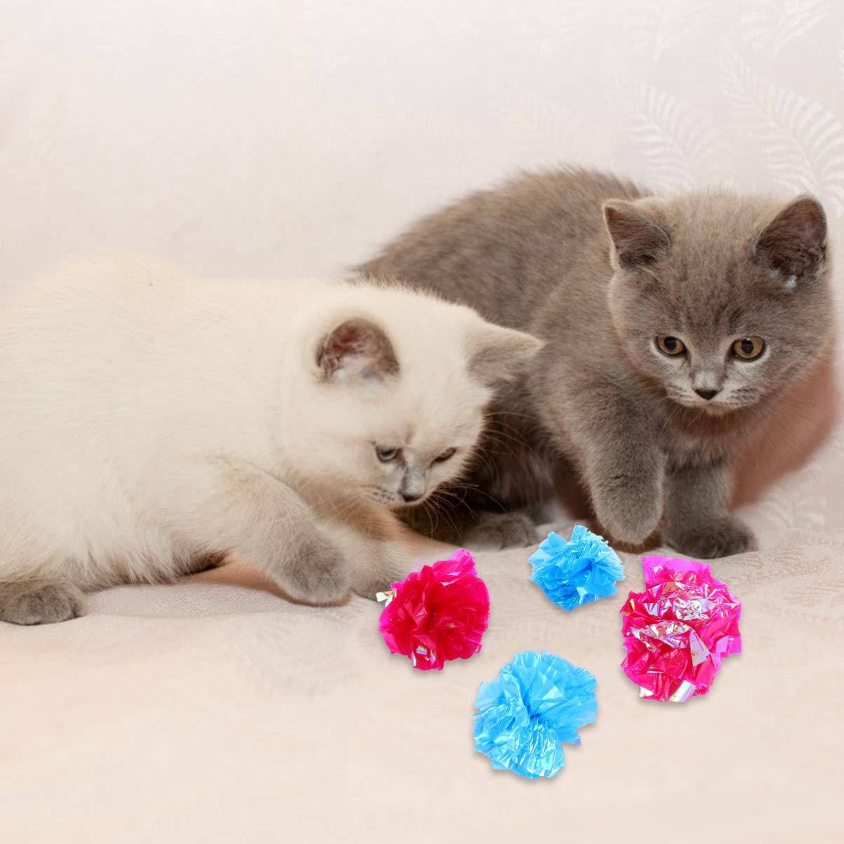 Balacoo 25Pcs Cat Toy Set - Rattle Balls, Crinkle Balls & Interactive Cat Toys for Exercise & Play | Fun Shiny Paper Flower Balls for Indoor Cats & Kittens | Perfect for Playtime, Training & Bonding