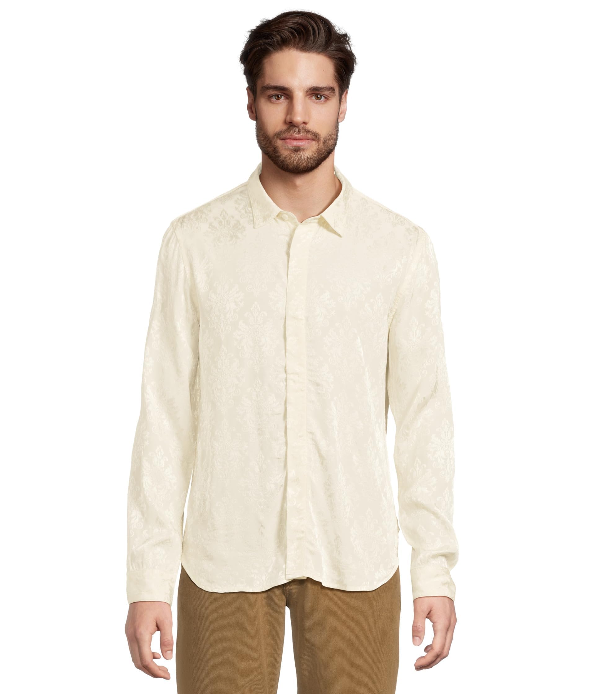 John Varvatos Men's Rodney Button-Down Shirt - Casual Slim Fit Long Sleeve Dress Shirt for Work, Date Night & Business Casual Outfits