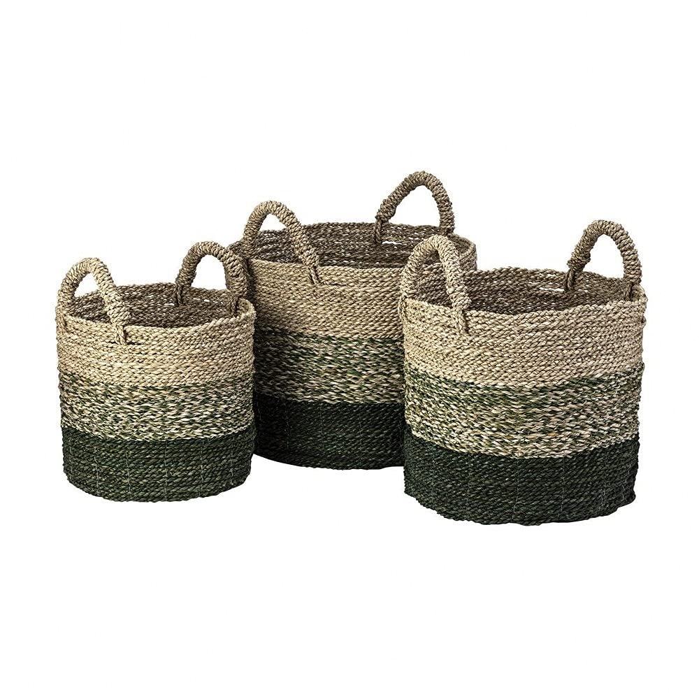 Maton - Natural Seagrass Storage Baskets (Set of 3) - Eco-Friendly Home Organization for Bathroom, Bedroom, and Nursery Decor