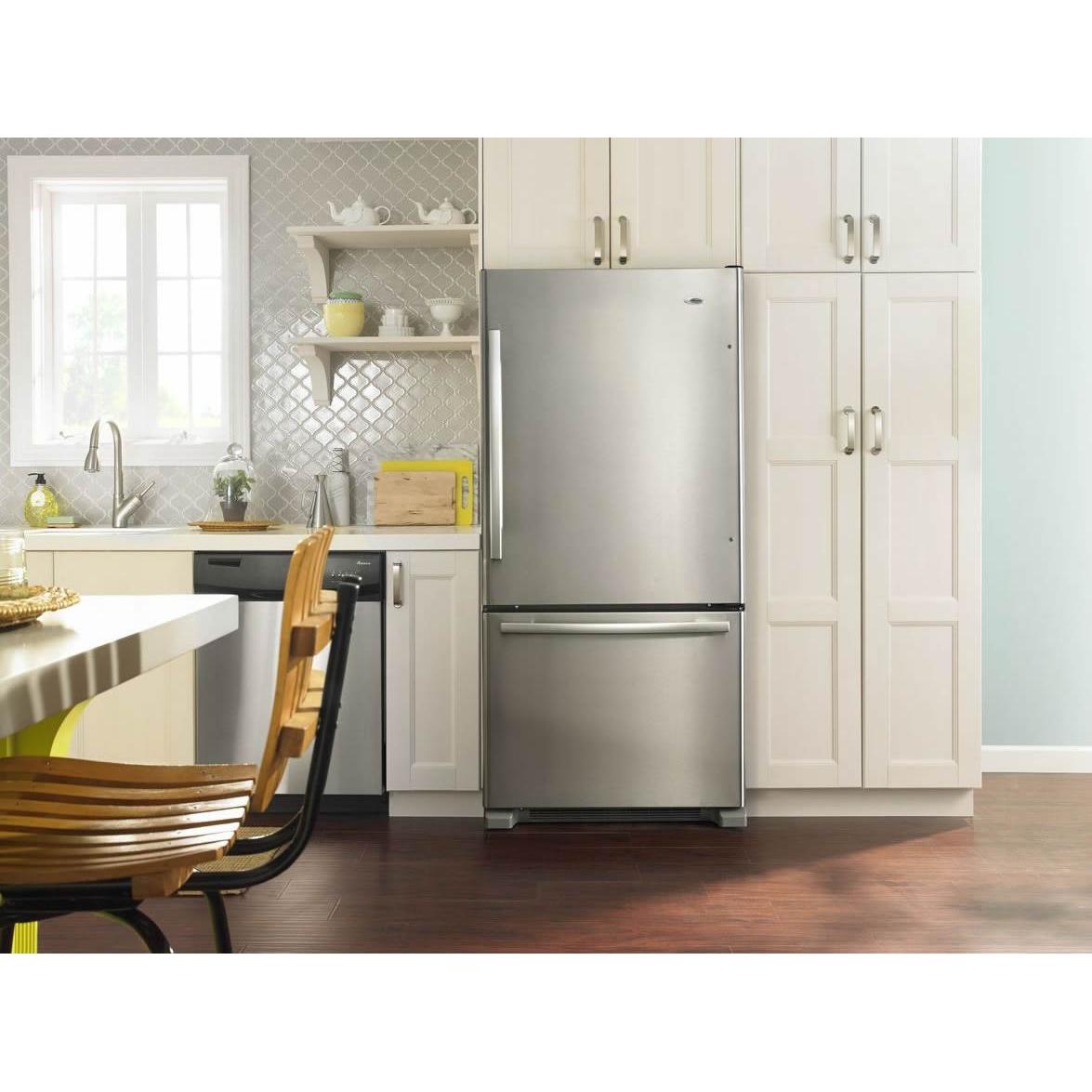 Amana 33-Inch 22 cu.ft. Bottom Freezer Refrigerator ABB2224BRM - Energy Efficient Stainless Steel French Door Fridge for Kitchen, Home & Restaurant Use