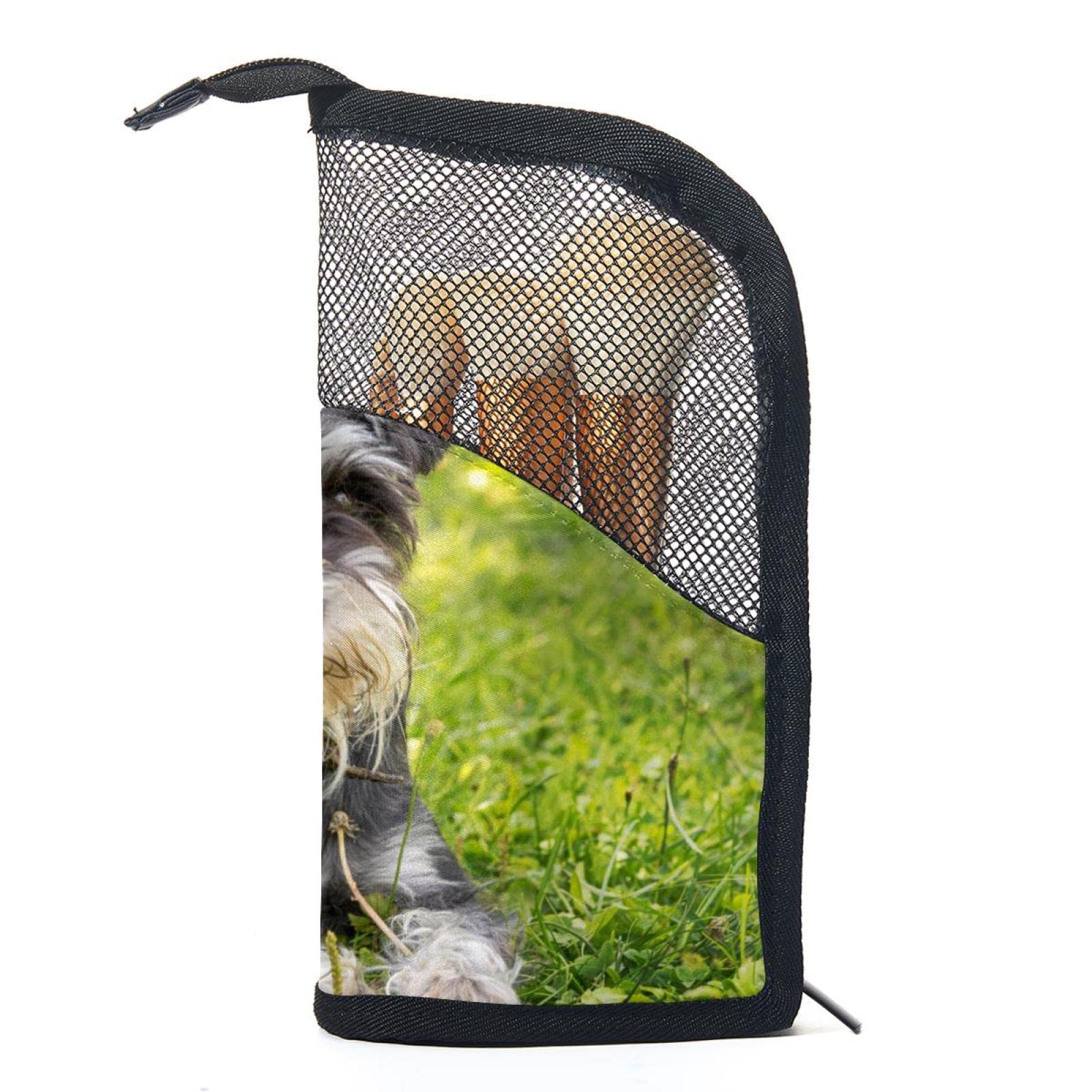 12-Piece Makeup Brush Organizer Bag with Cute Dog Grassland Design - Portable Travel Cosmetic Brush Holder Case for Professional Artists & Beginners - Perfect for Home, Travel, and Salon Use