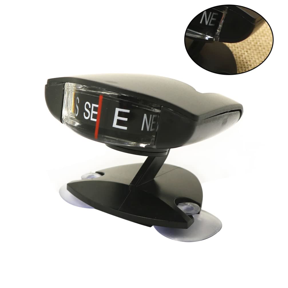 3-Piece Car Dashboard Compass with Suction Cup - Auto Navigation Compass for Accurate Direction - Perfect for Road Trips, Off-Roading & Adventure Travel