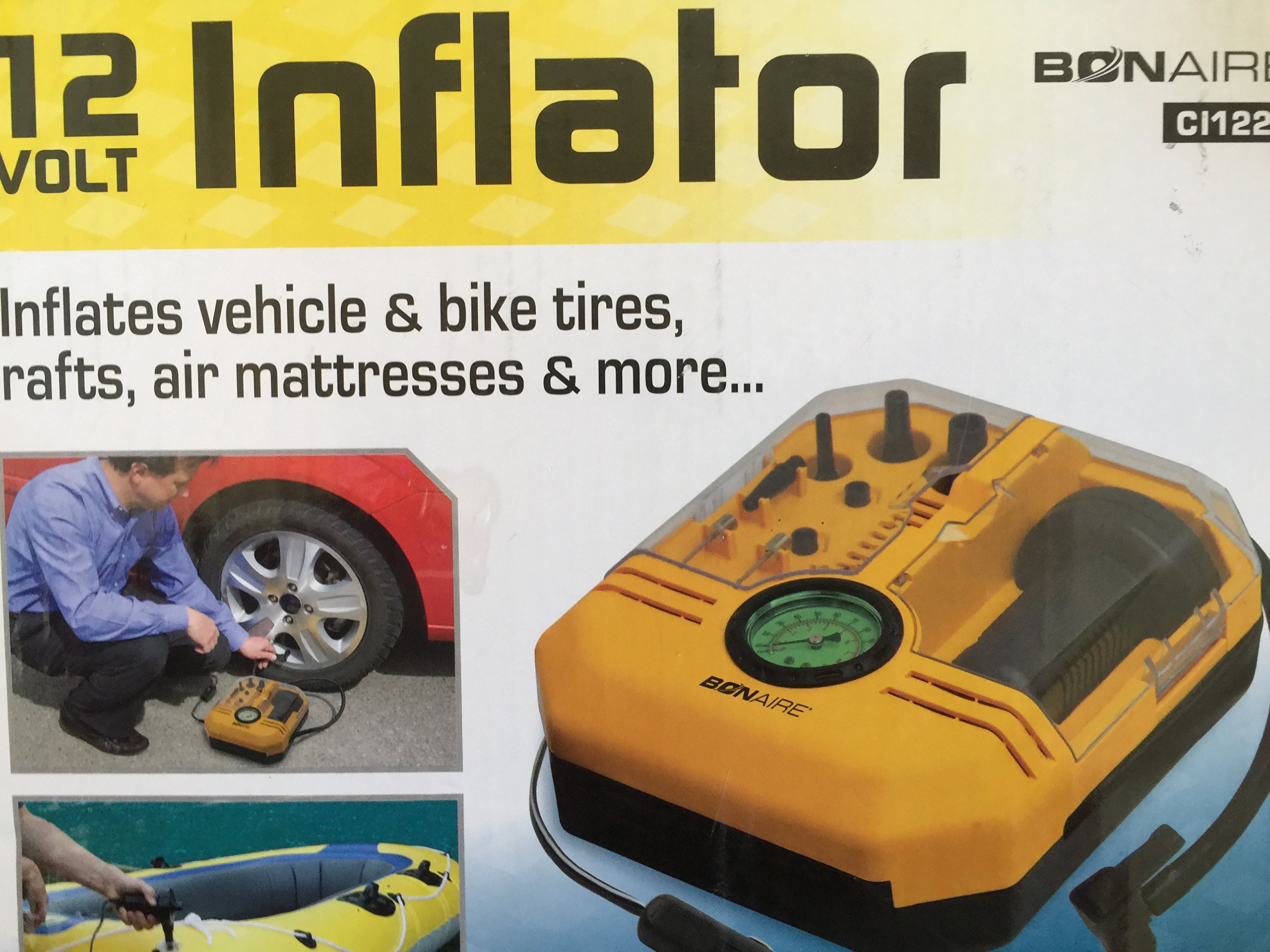 Bonaire 12V Portable Air Compressor Pump - Fast Inflation for Car Tires, Bike Tires, Sports Balls, Air Mattresses & Inflatables - Includes Carry Bag & Digital Gauge - Perfect for Road Trips, Camping & Emergency Use