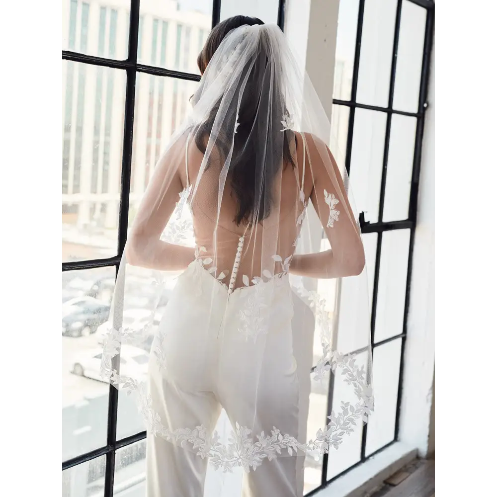 Single Tier Bridal Veil | V2390SF | Elegant Wedding Accessory for Brides, Perfect for Church Ceremonies & Outdoor Weddings